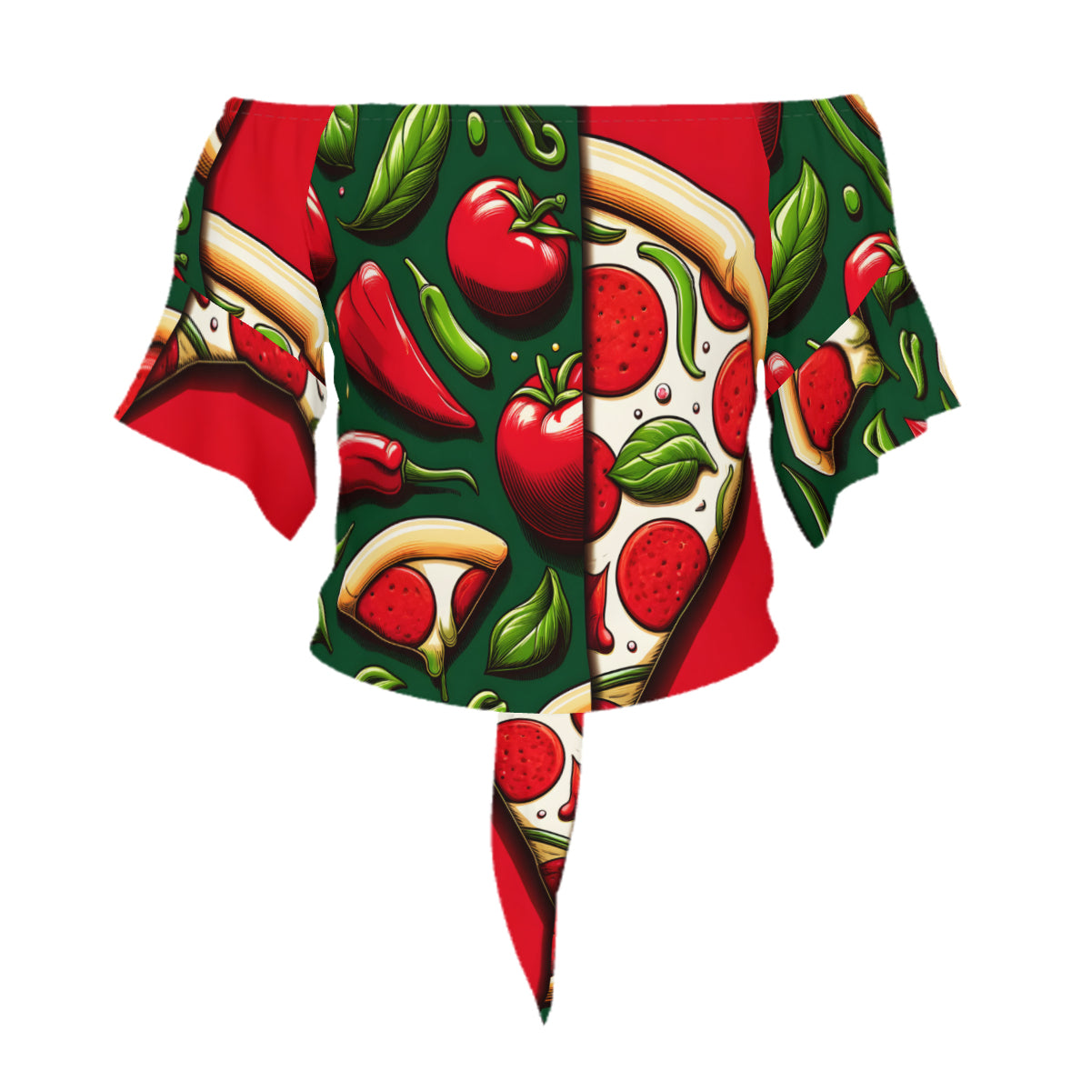 Pizza One-Shoulder Tie Short Sleeves