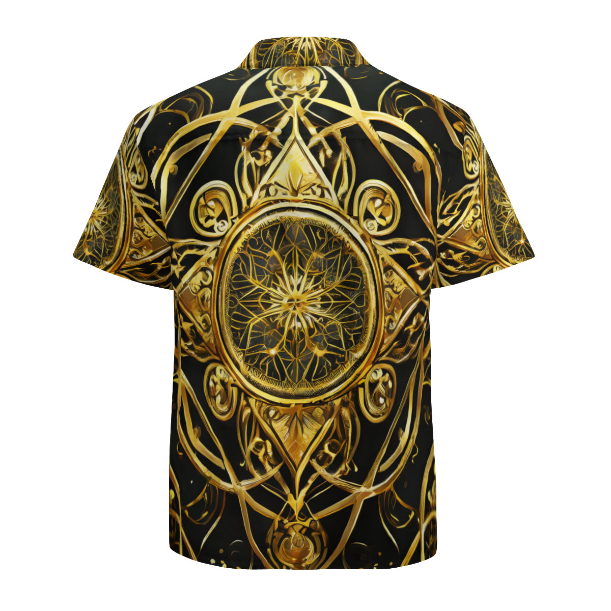 Elegant Black And Gold Short Sleeves Men's Shirt