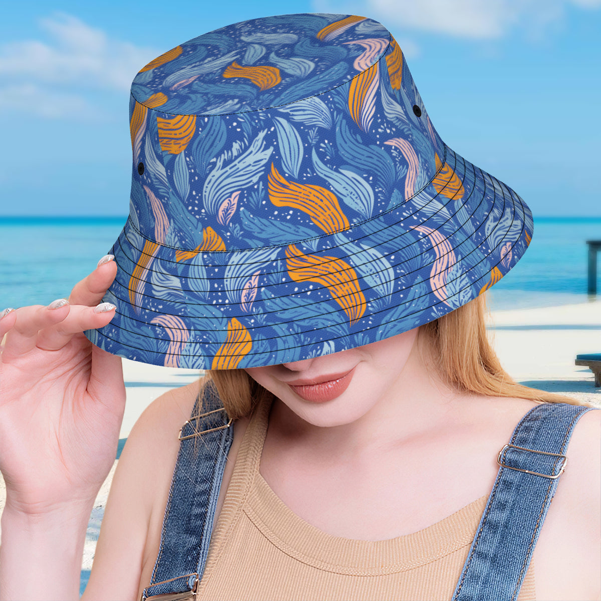 Abstract Denim Double-Sided Unisex Polyester Bucket Hat