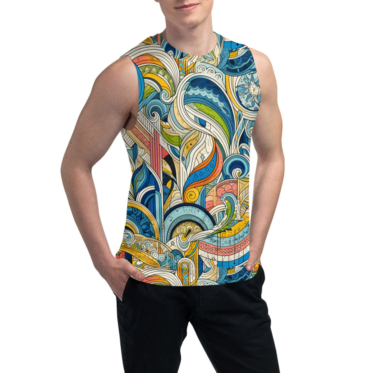 Abstract Floral Men's Sleeveless Vest｜Polyester