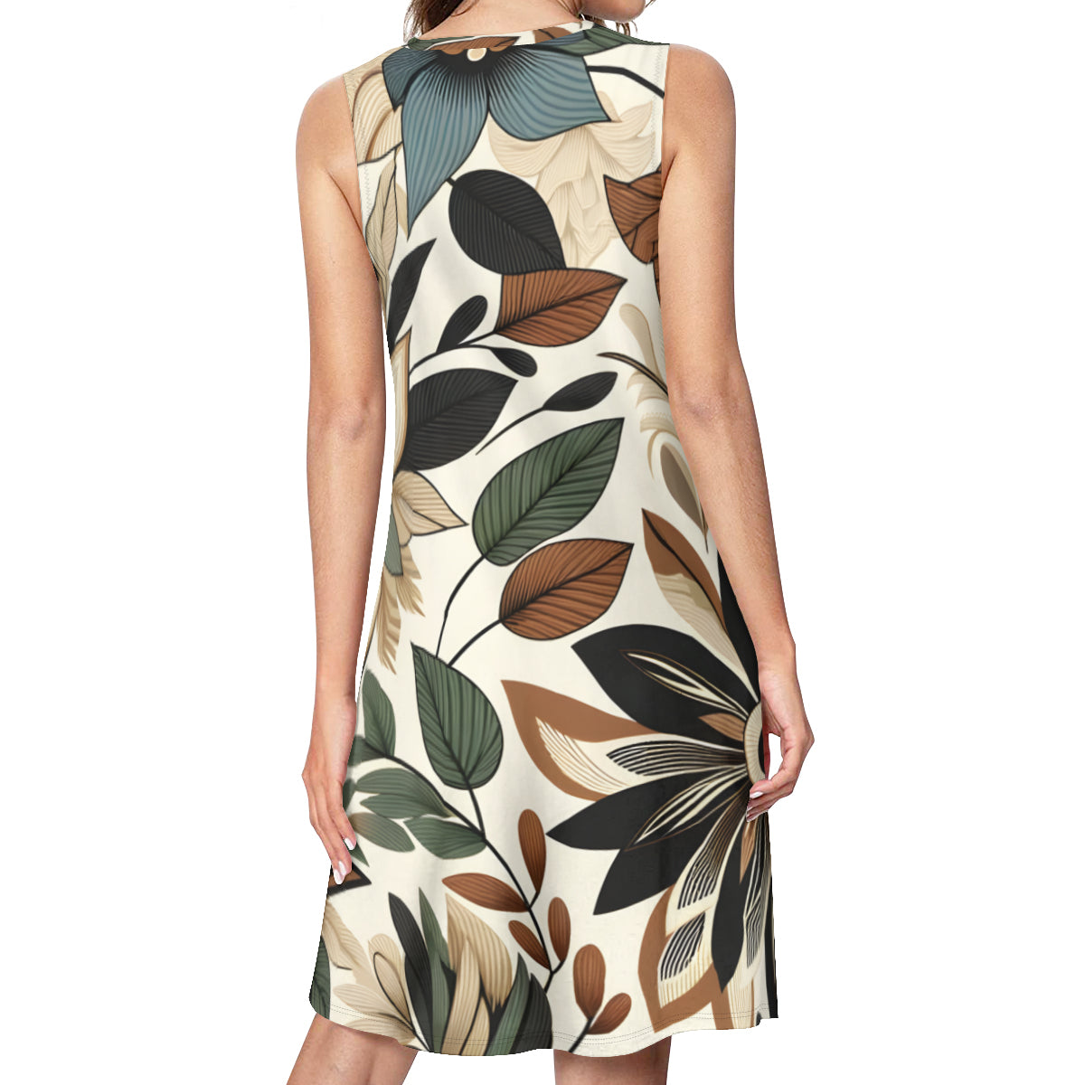 Botanical Leaves Women's Casual Dress | Polyester