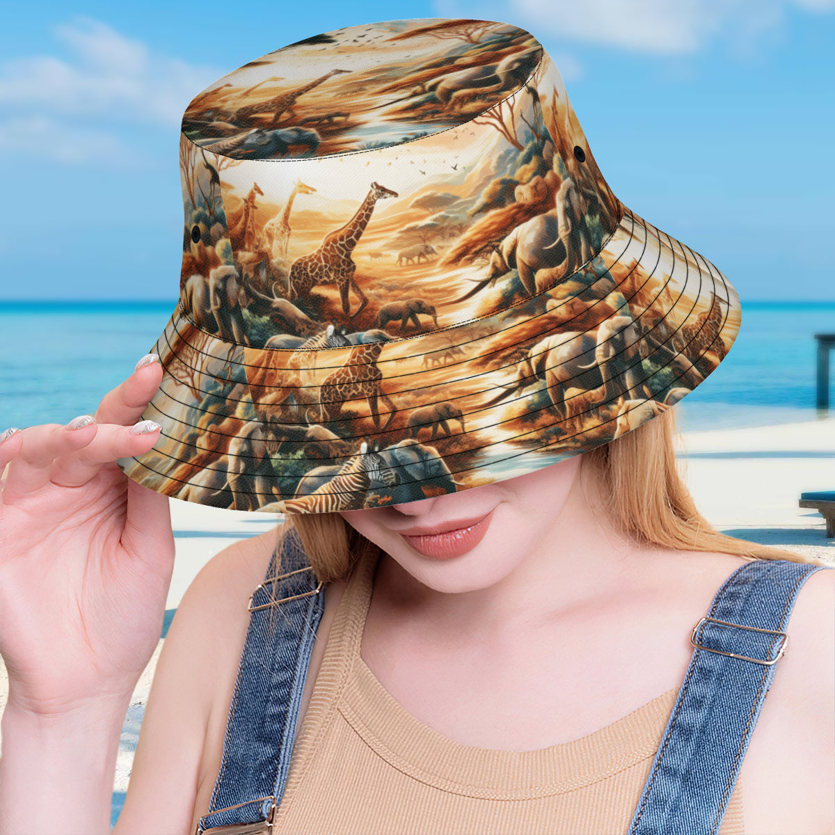 African Animals Double-Sided Unisex Polyester Bucket Hat