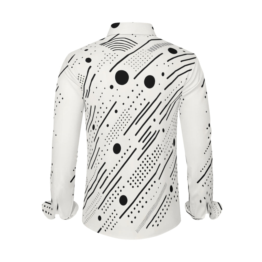 Minimalistic Black And White Long Sleeves Men's Shirt