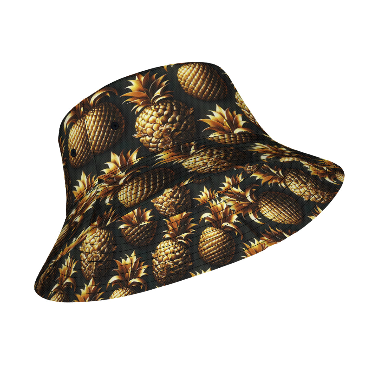 Golden Pineapple Double-Sided Unisex Polyester Bucket Hat