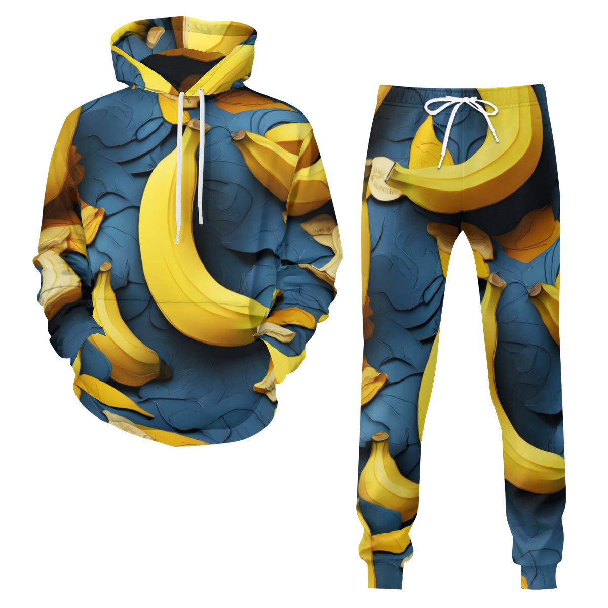 Banana Men's Adult Hoodie Set (Double-Layer Hood) | Health Fabric