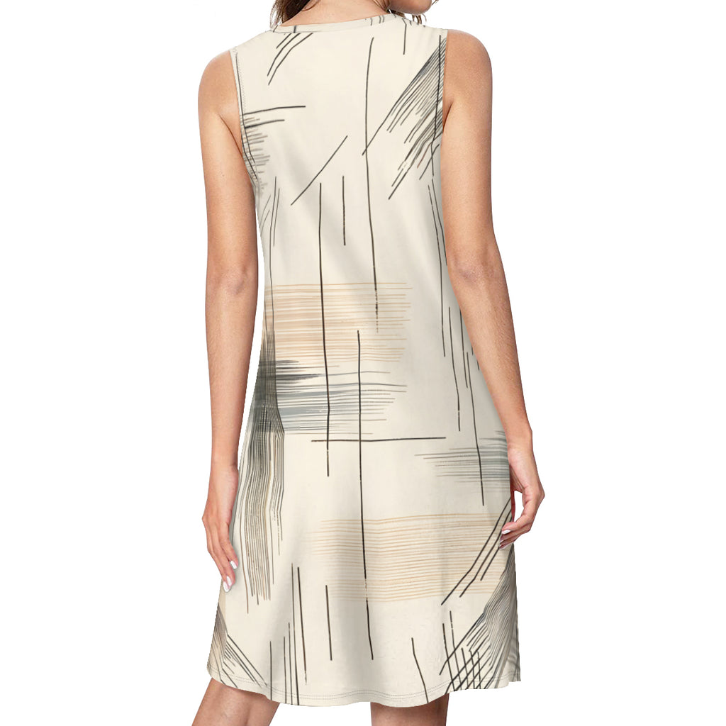 Minimalistic Abstract Women's Casual Dress | Polyester