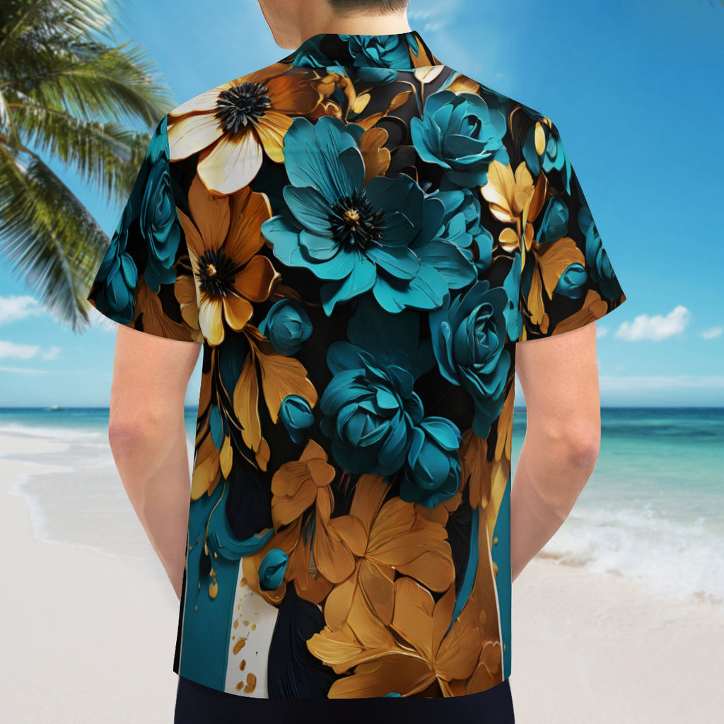 Vibrant Teal Short Sleeves Men's Shirt