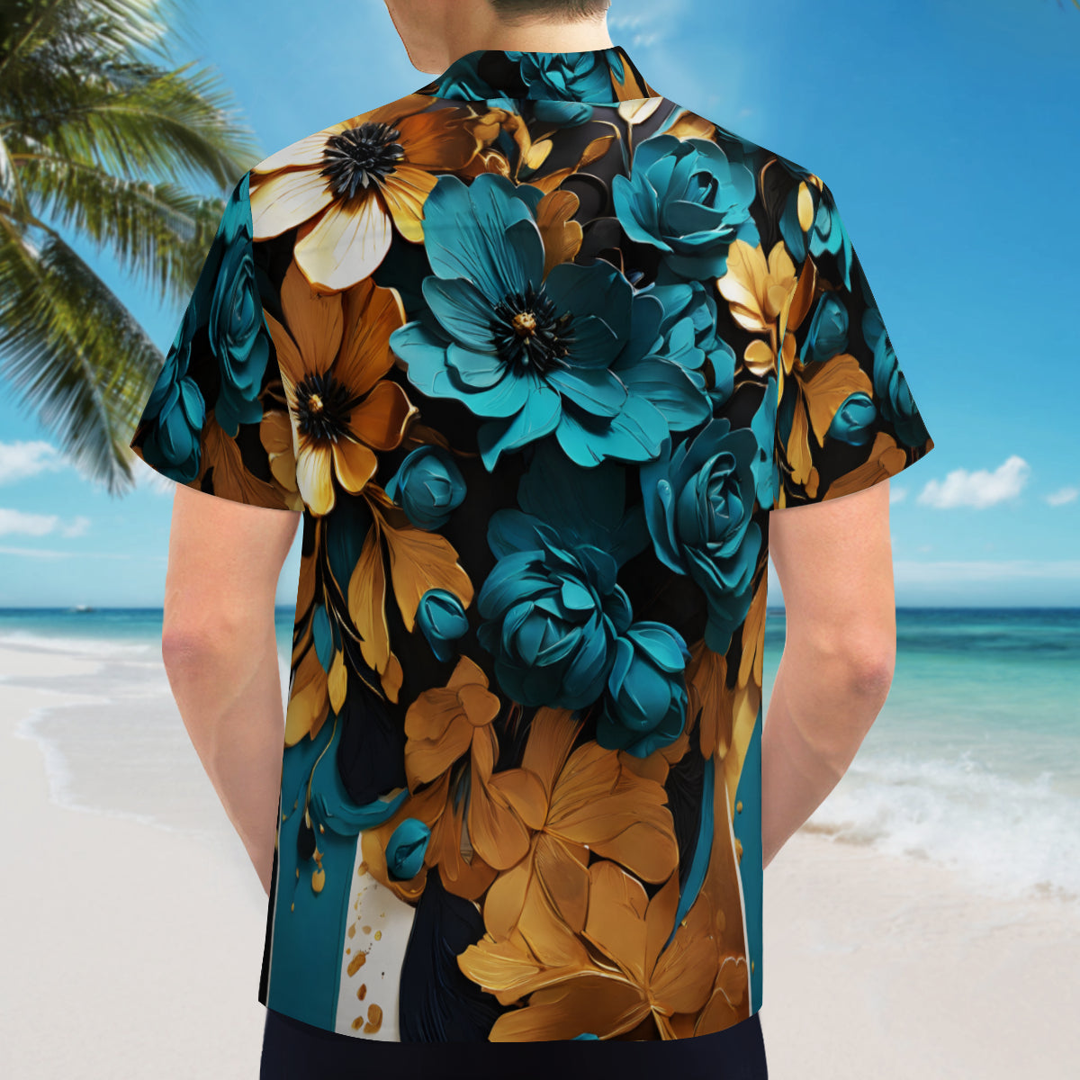 Vibrant Teal Short Sleeves Men's Shirt