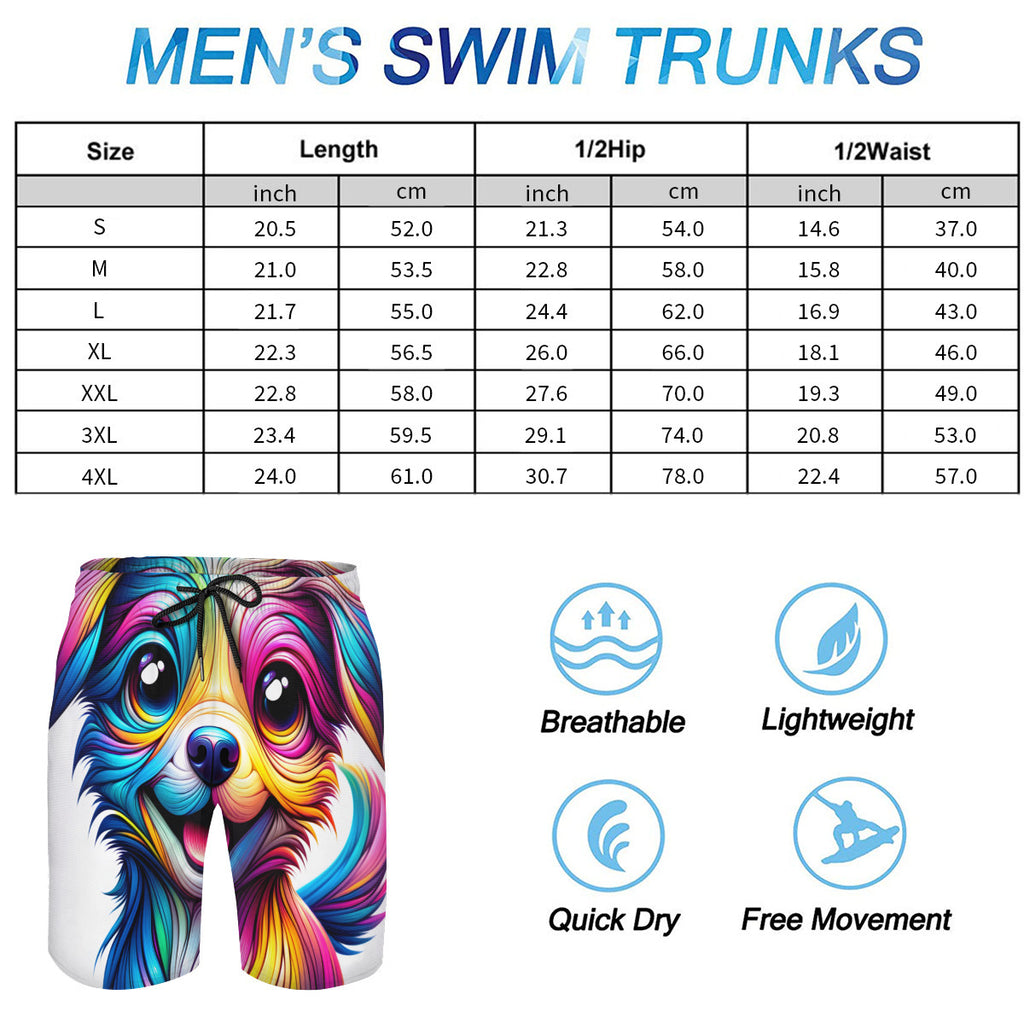 Colourful Dog Men's Beach Shorts (Not Mesh Lined) | Polyester