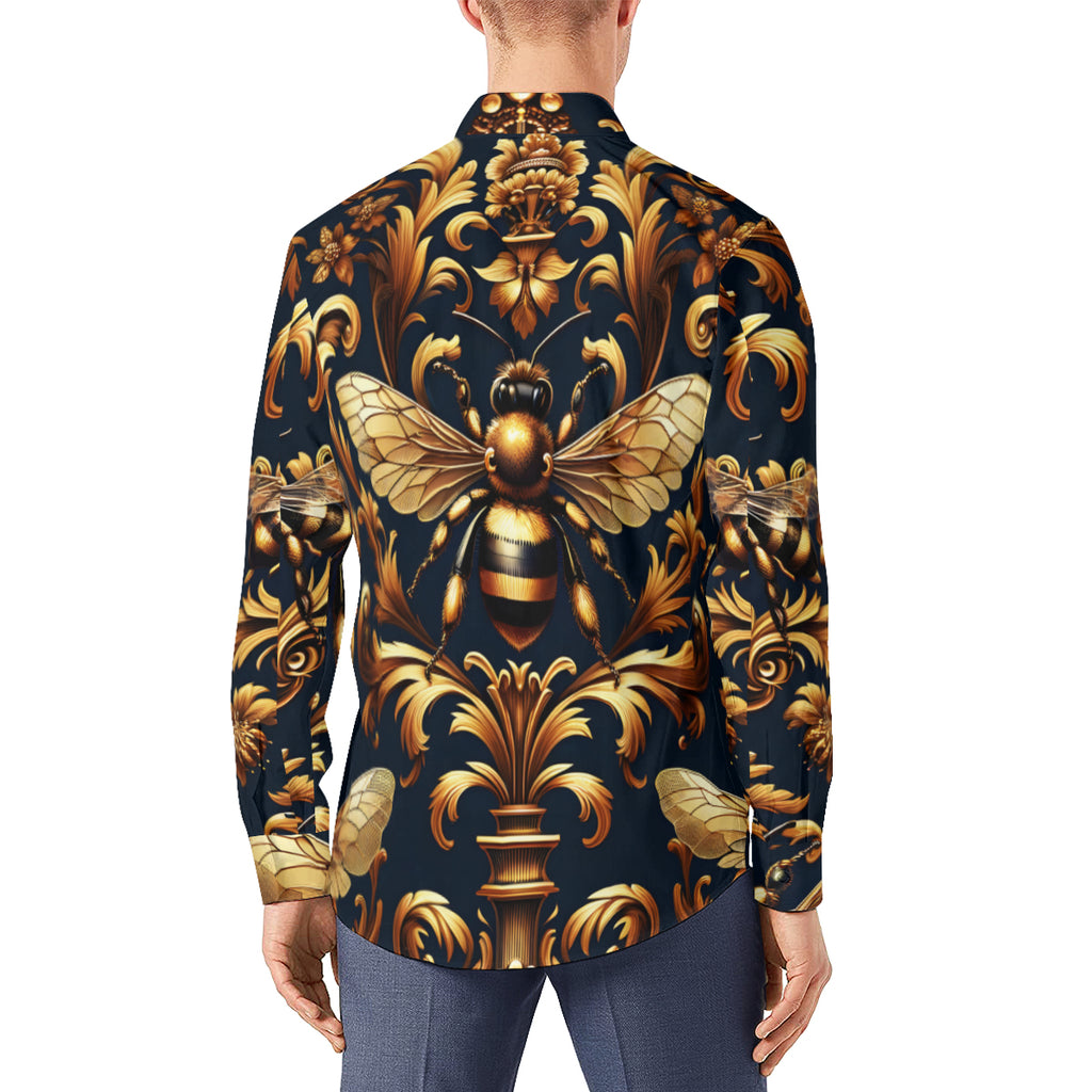 Golden Bees Long Sleeves Men's Shirt