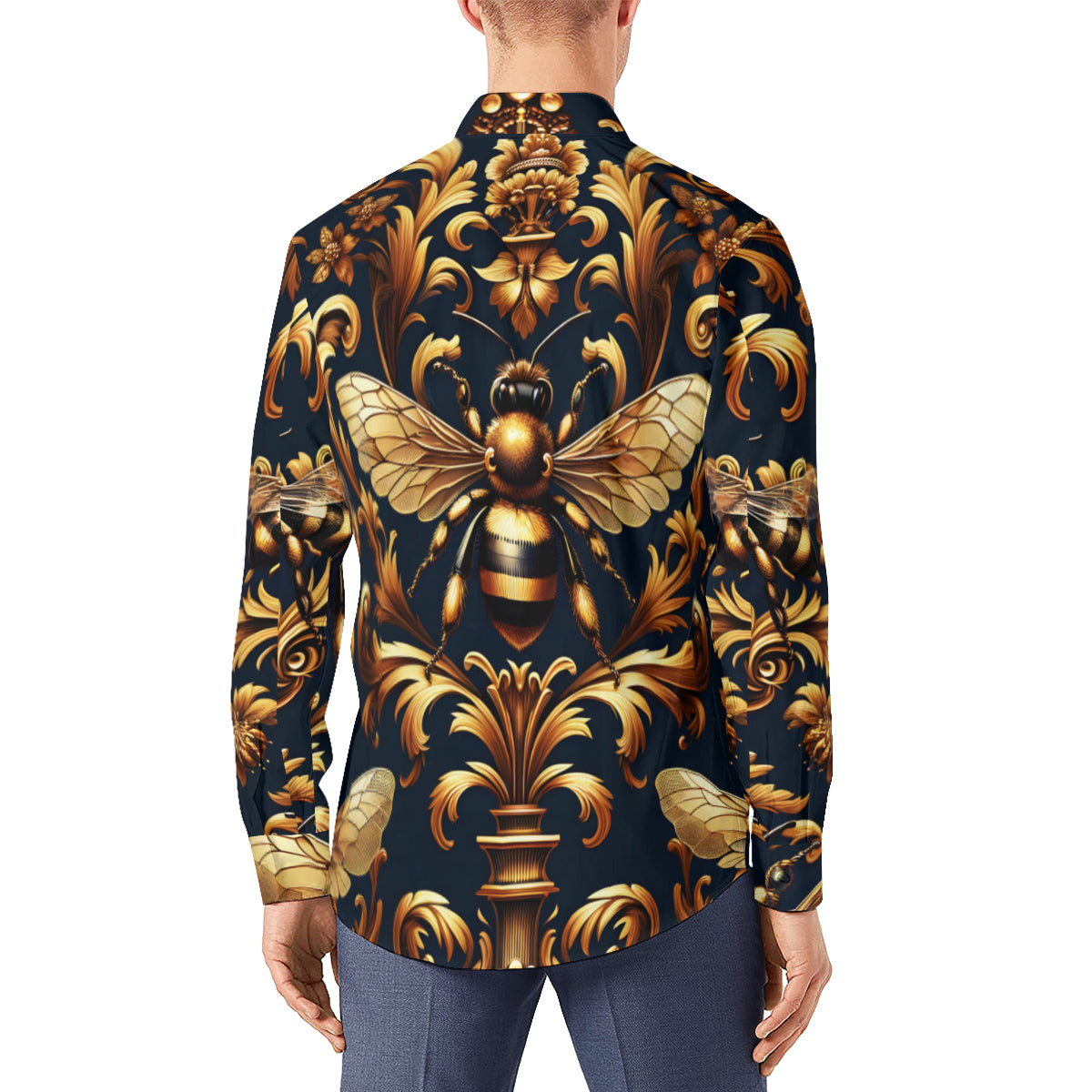 Golden Bees Long Sleeves Men's Shirt