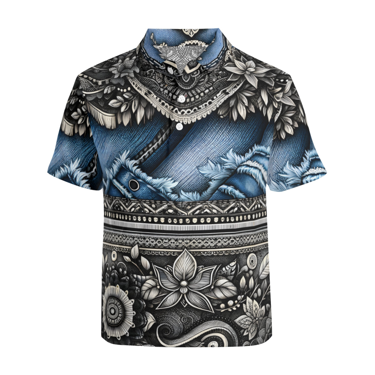 Denim And Leather Design Men's Premium European Size POLO Shirt | 95% Polyester+5% Spandex