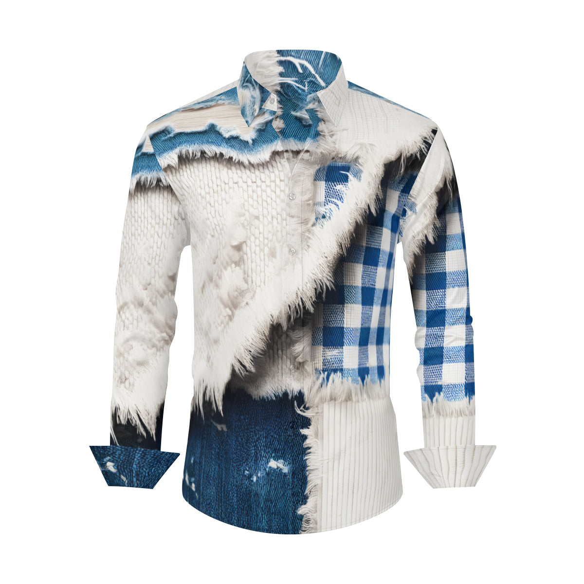 Textured Denim Long Sleeves Men's Shirt