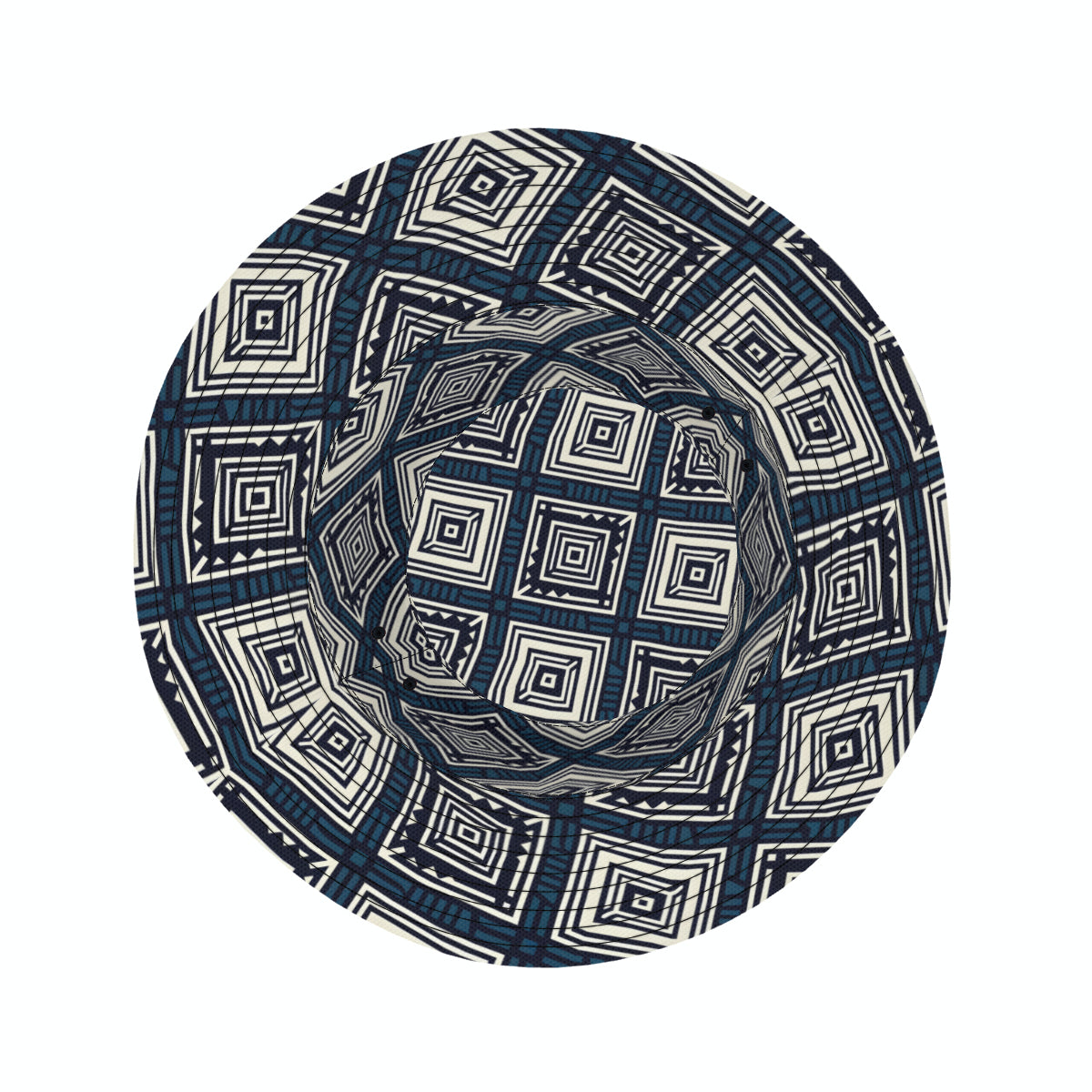 Navy Blue Geometric Shapes Double-Sided Unisex Polyester Bucket Hat