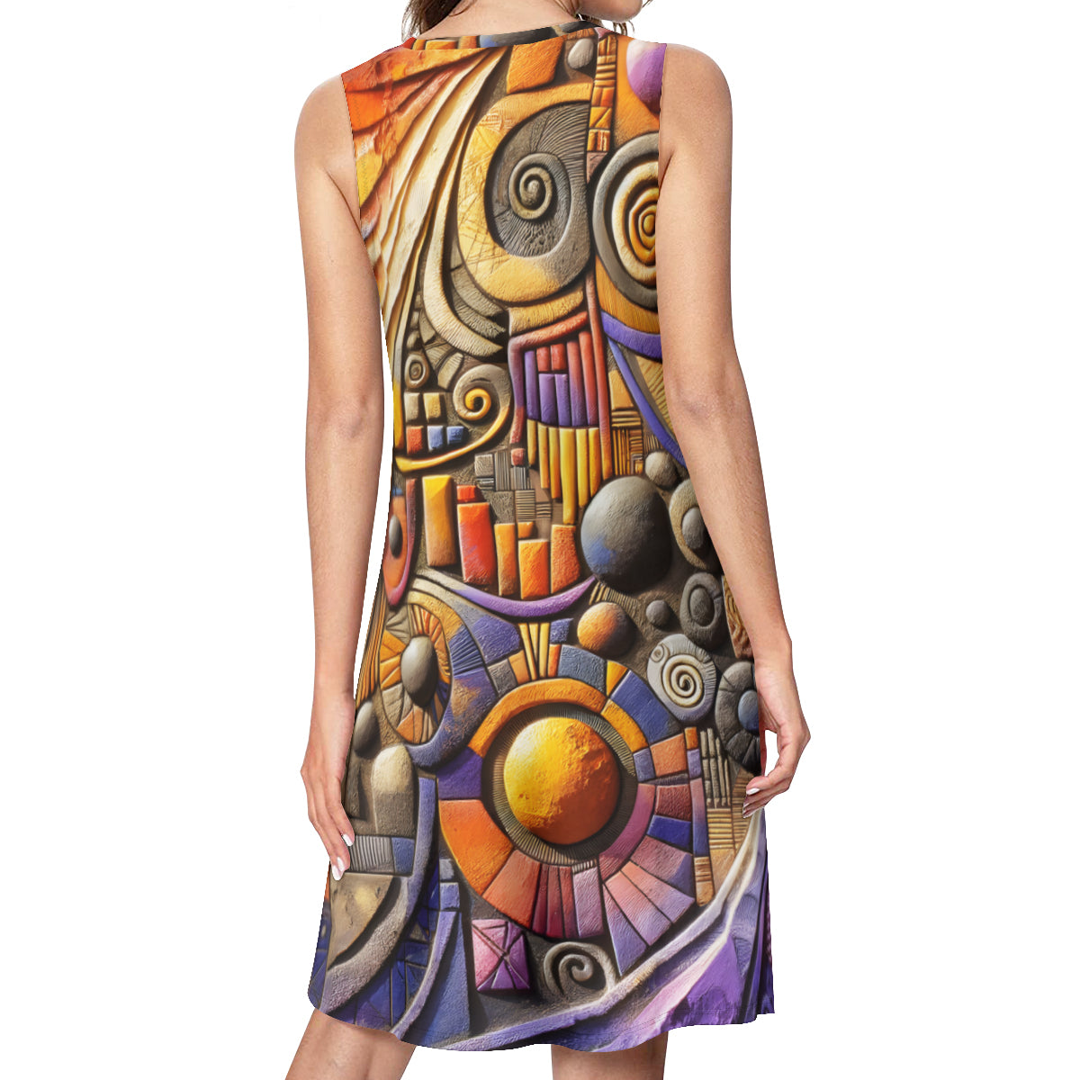 Abstract Textured Women's Casual Dress | Polyester