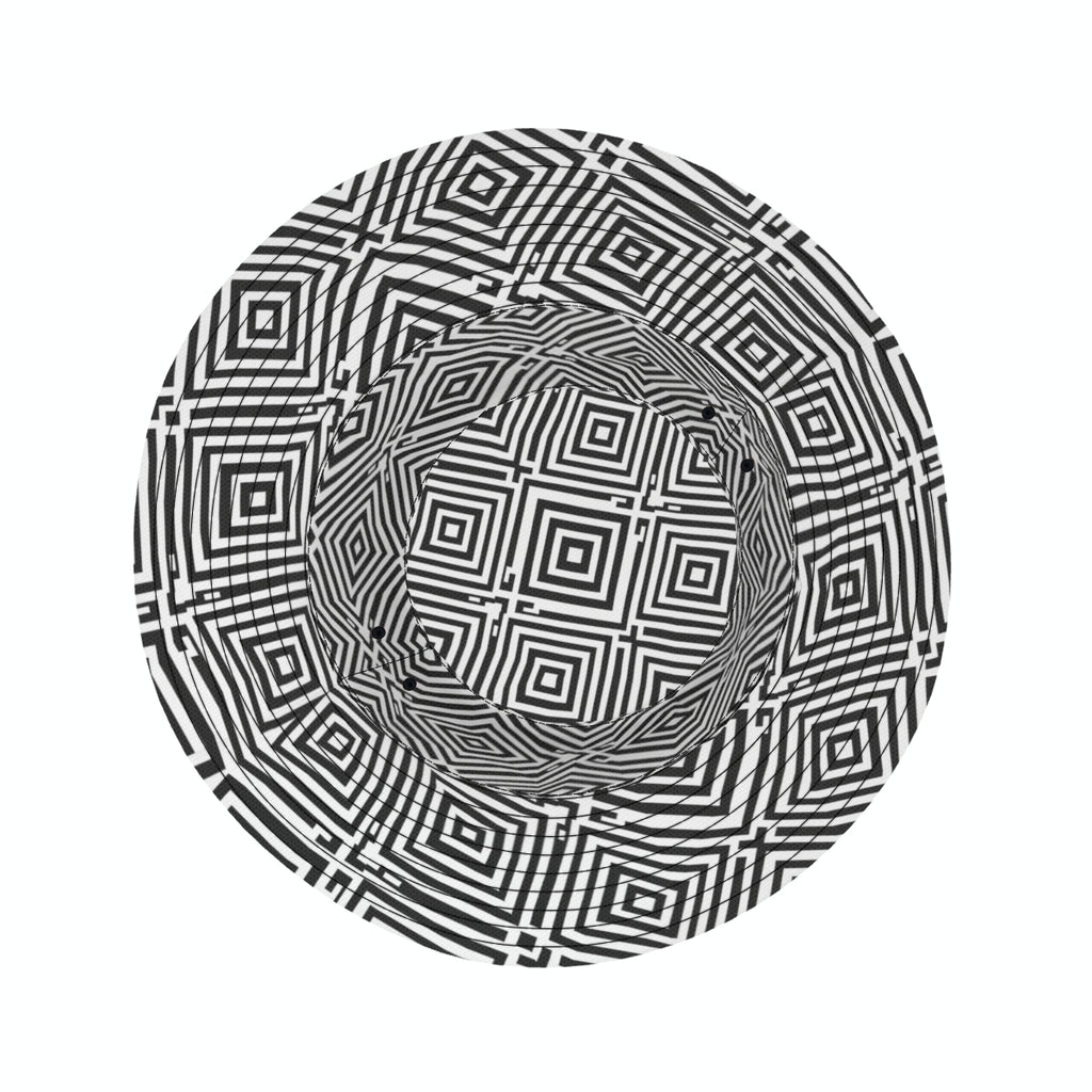 Black Geometric Shapes Double-Sided Unisex Polyester Bucket Hat