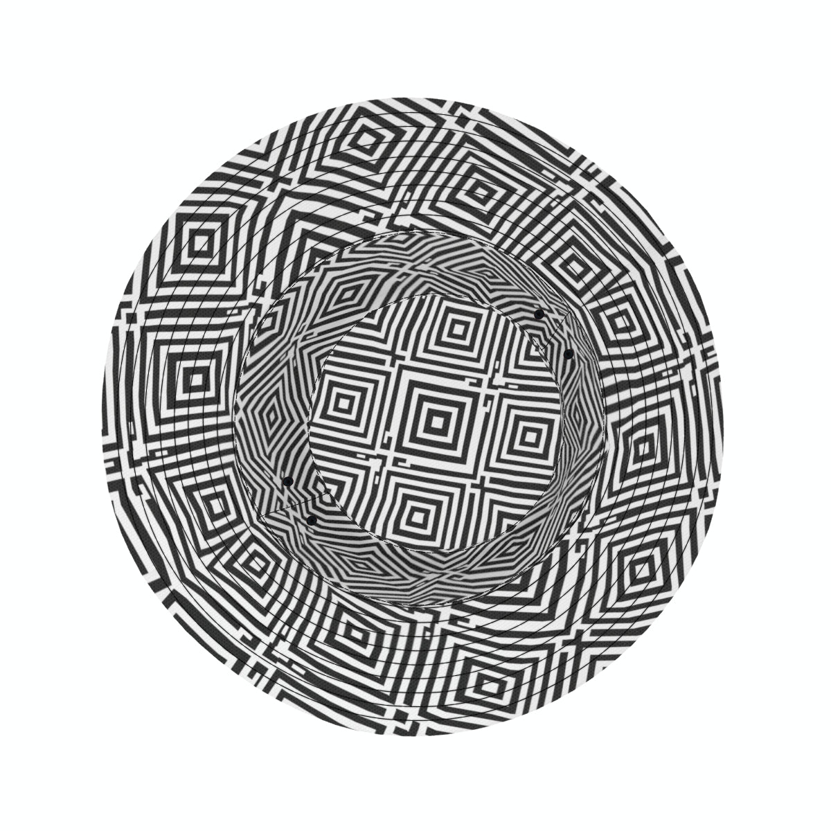 Black Geometric Shapes Double-Sided Unisex Polyester Bucket Hat