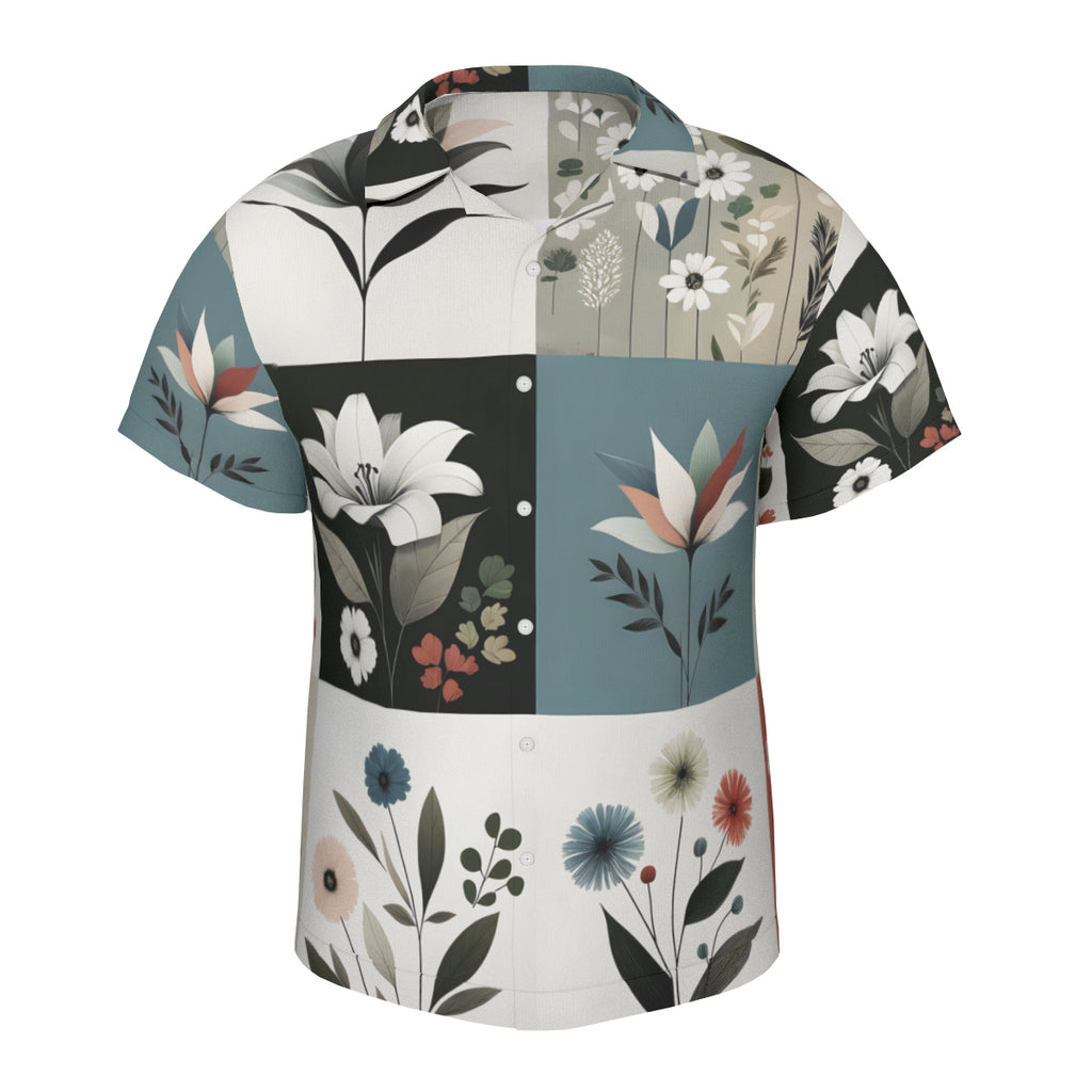 Minimalistic Floral Short Sleeves Men's Shirt