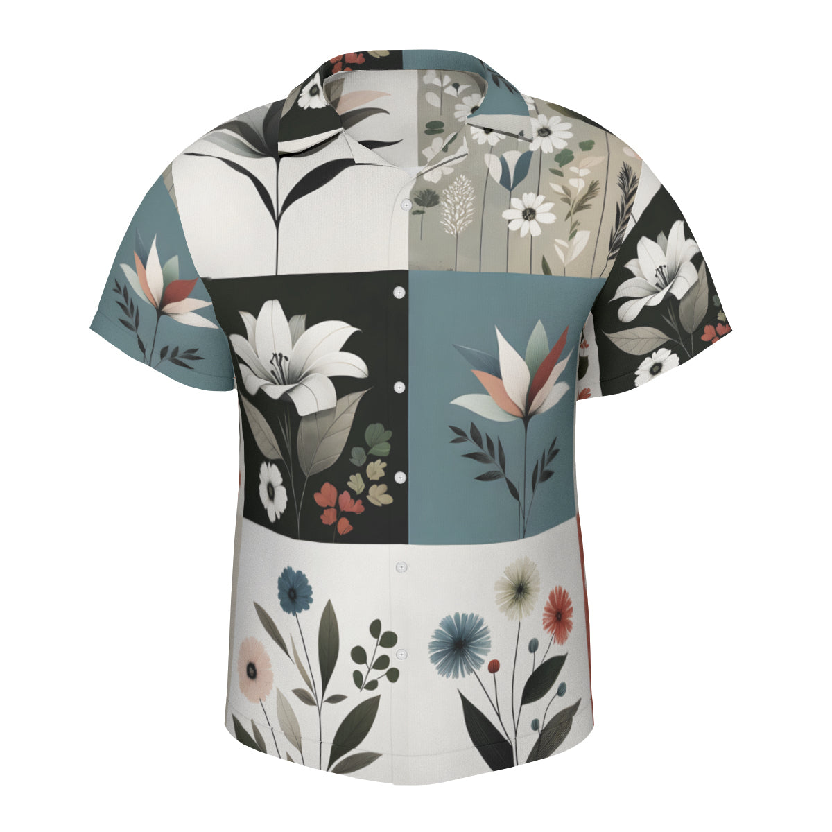 Minimalistic Floral Short Sleeves Men's Shirt