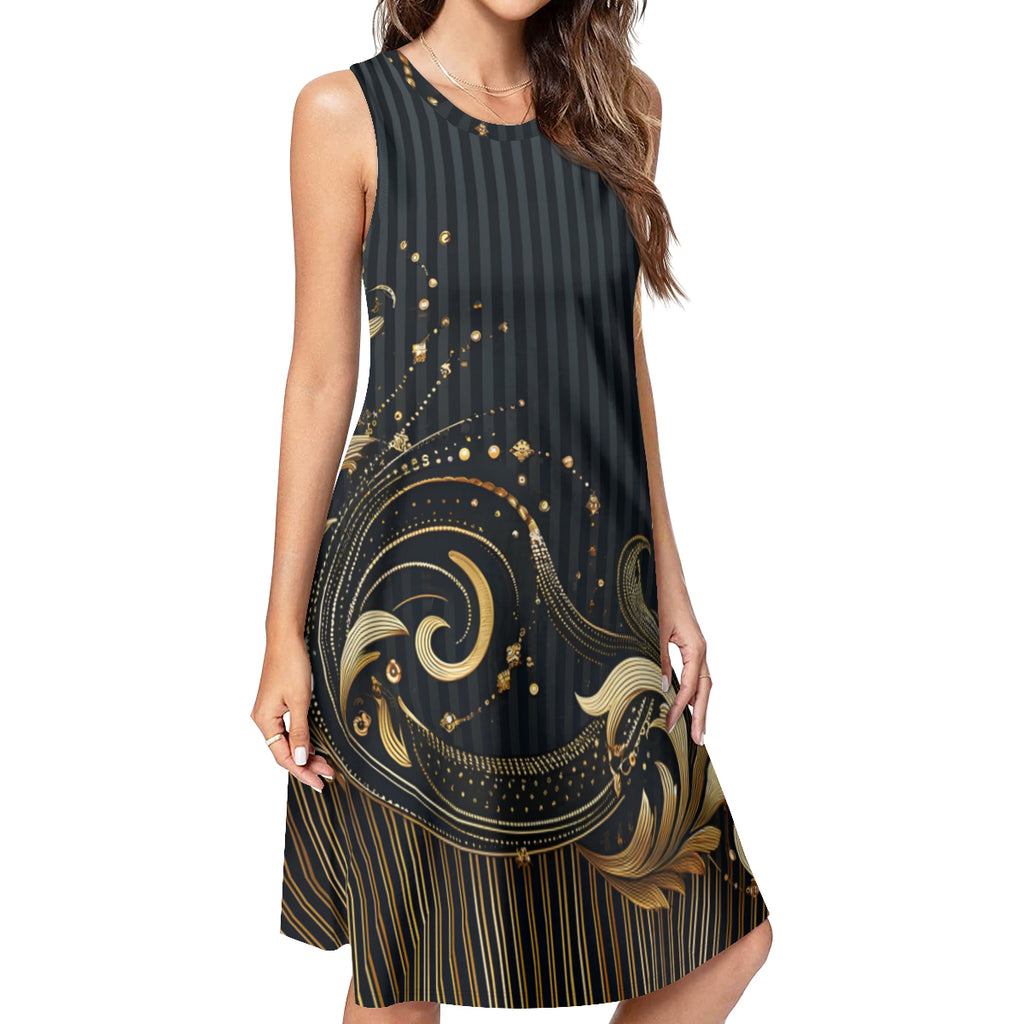 Elegant Black Women's Casual Dress | Polyester