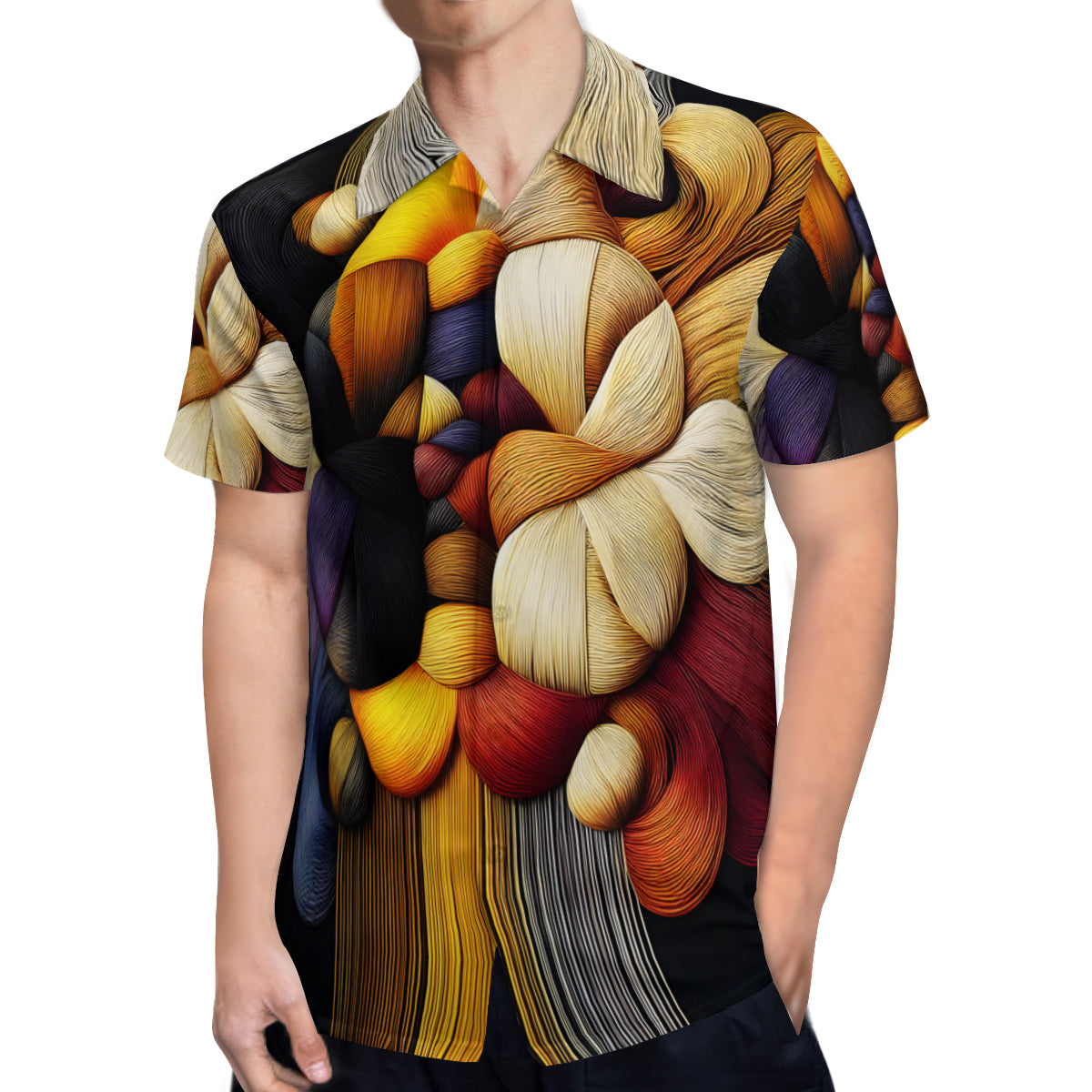 Interwoven Thread Design Short Sleeves Men's Shirt