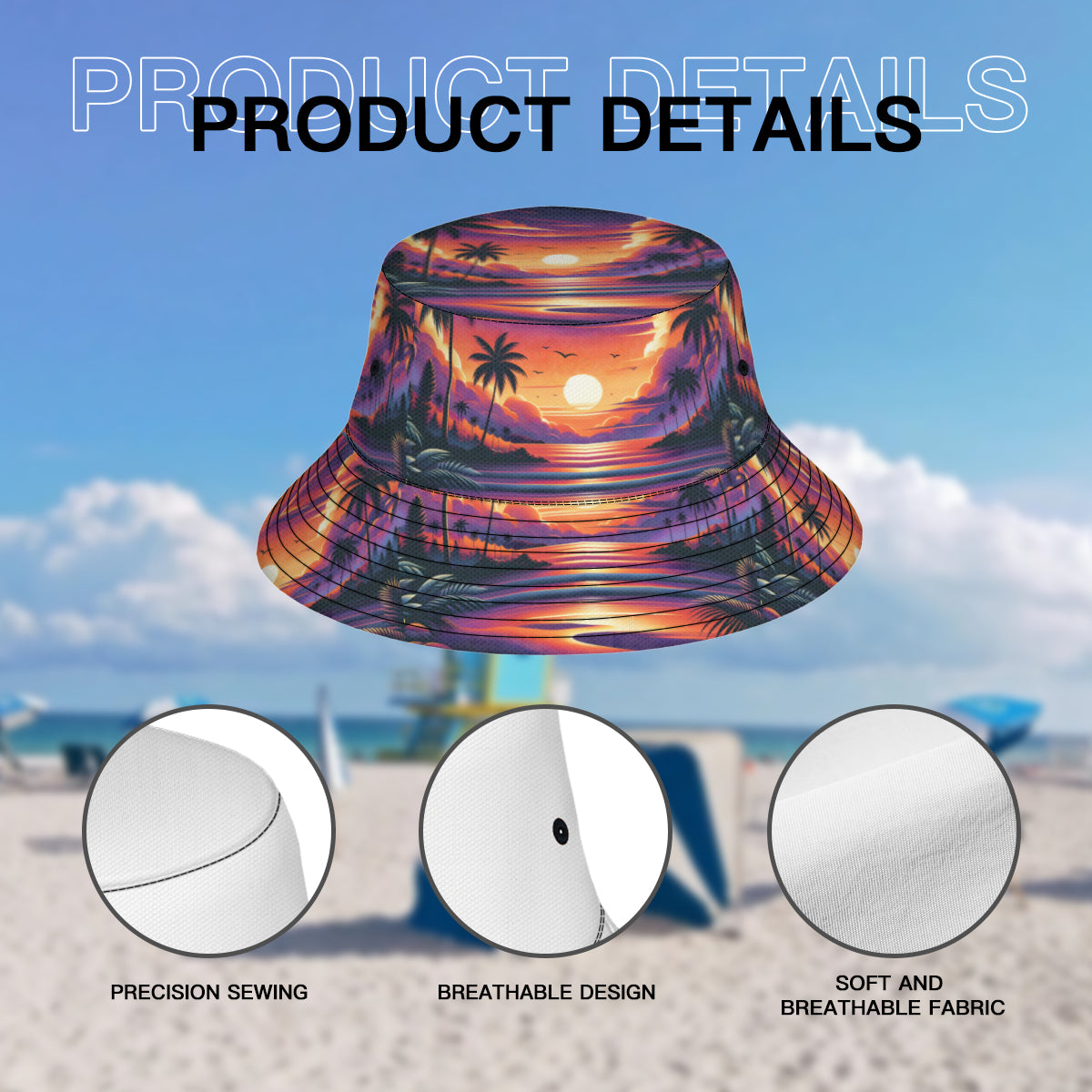 Sunset Double-Sided Unisex Polyester Bucket Hat