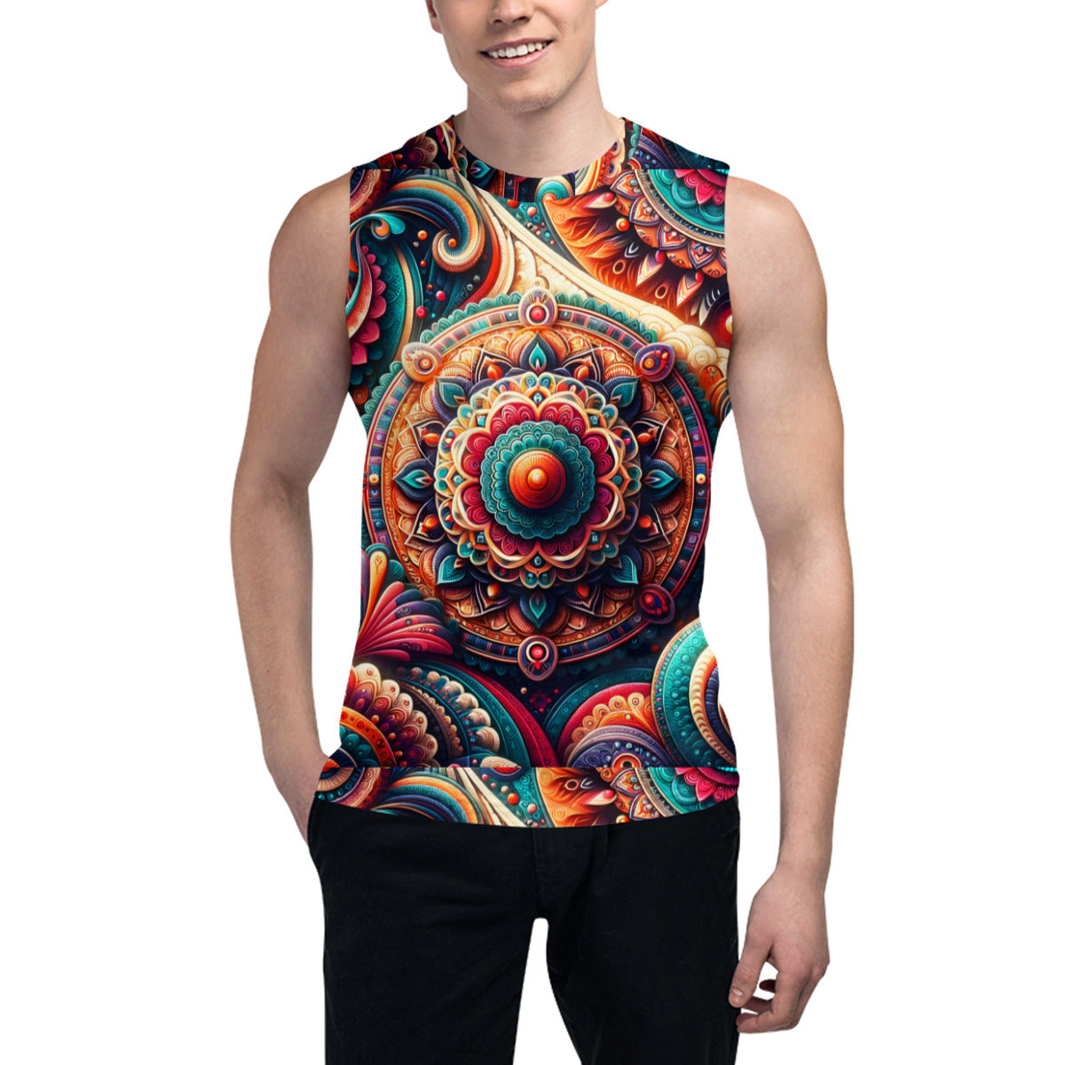 Abstract Bohemian Men's Sleeveless Vest｜Polyester