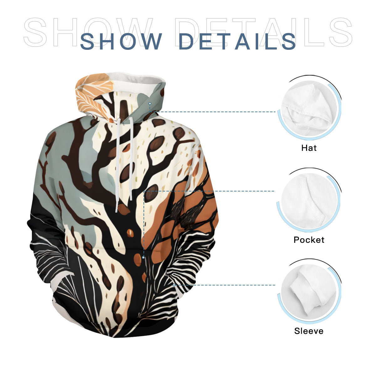 African Tree Pattern Men's Adult Hoodie Set (Double-Layer Hood) | Health Fabric