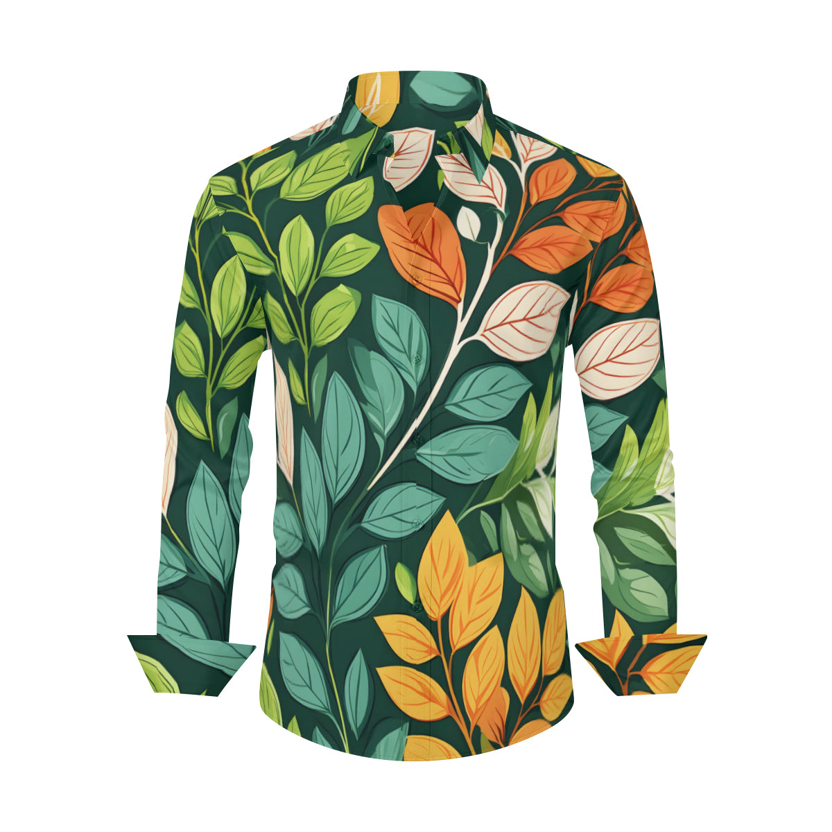 Floral Men's Classic Long-Sleeved Shirt | Polyester