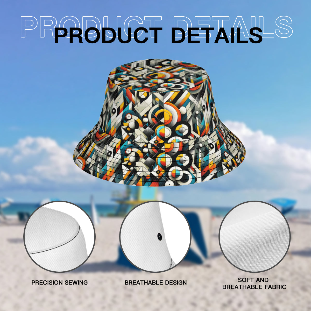 Abstract Double-Sided Unisex Polyester Bucket Hat
