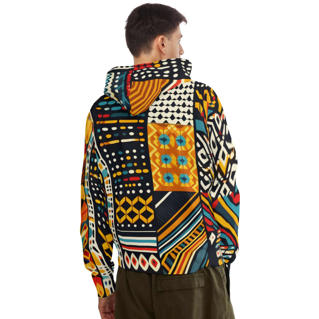 African Motifs Men's Adult Hoodie Set (Double-Layer Hood) | Health Fabric