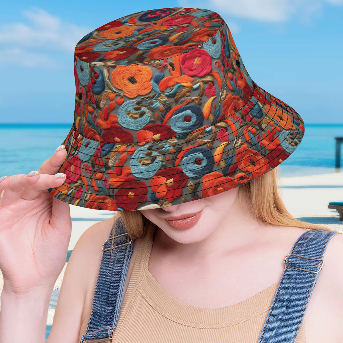 Abstract Thread Double-Sided Unisex Polyester Bucket Hat