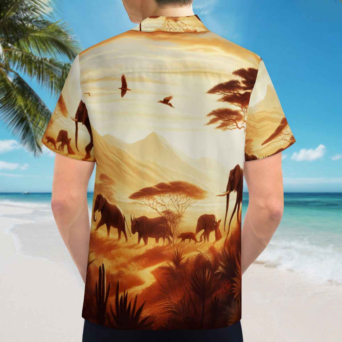 Animal Sunset Short Sleeves Men's Shirt