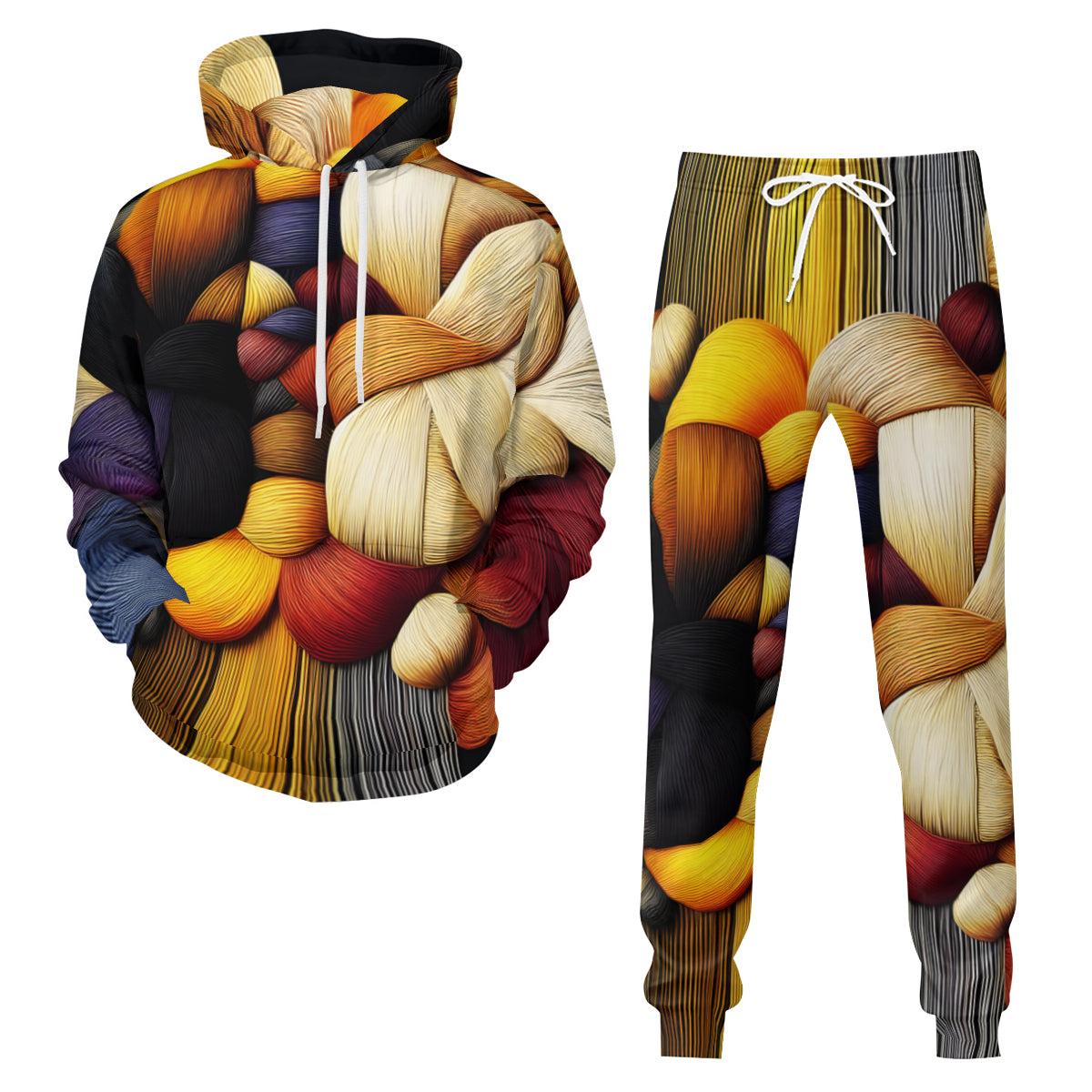 Interwoven Design Men's Adult Hoodie Set (Double-Layer Hood) | Health Fabric