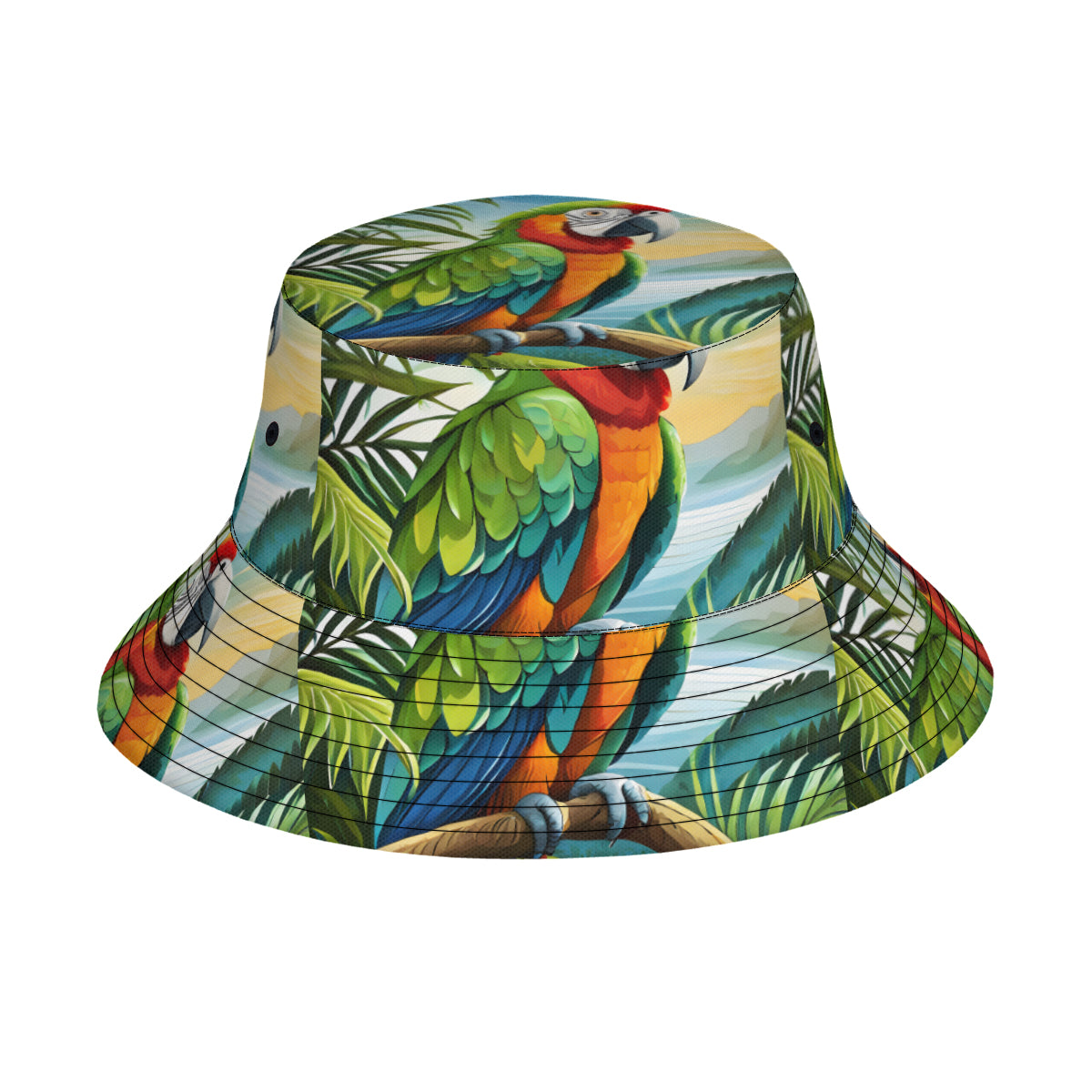 Tropical Parrot Double-Sided Unisex Polyester Bucket Hat