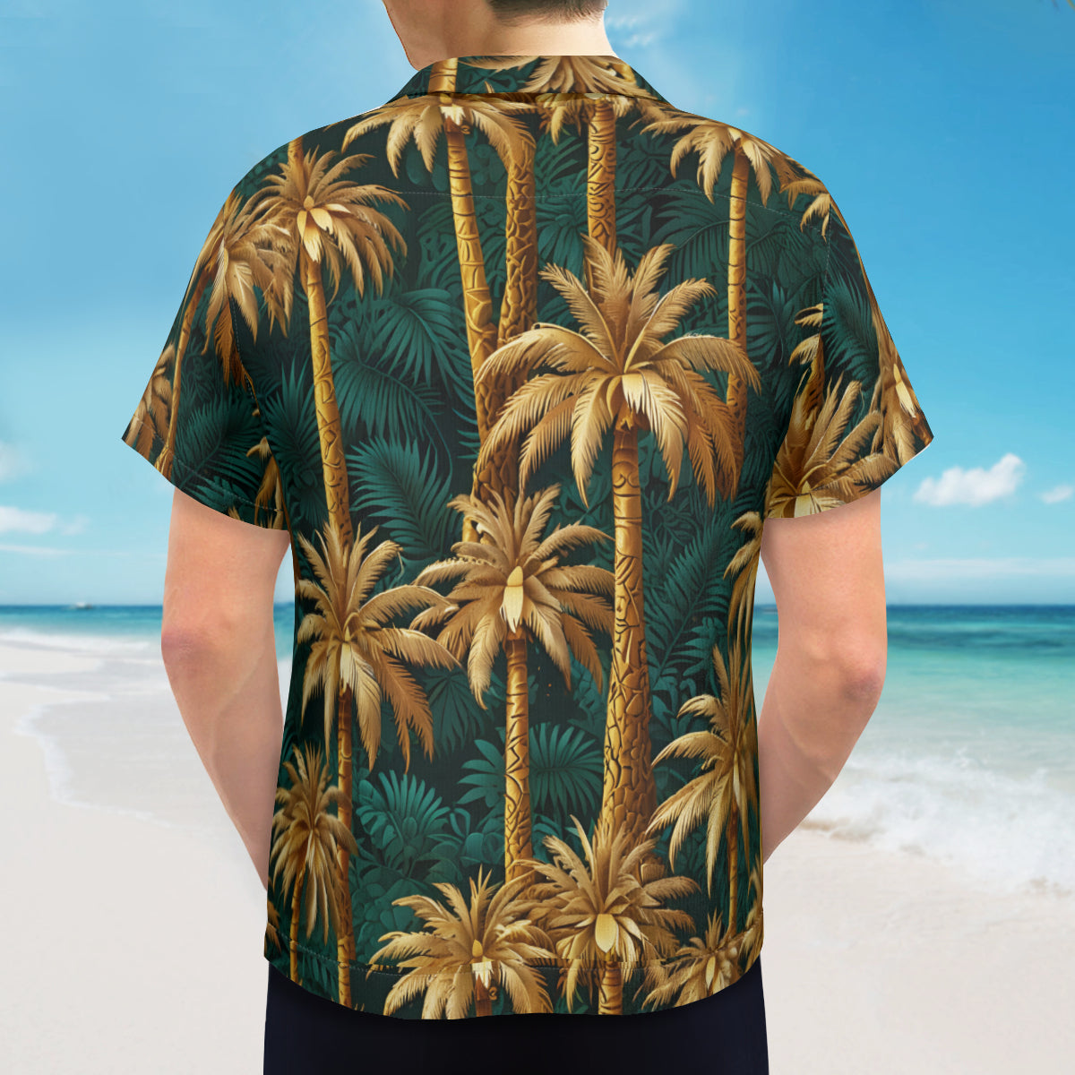 Golden Coconut Trees Men's Short Sleeves Shirt