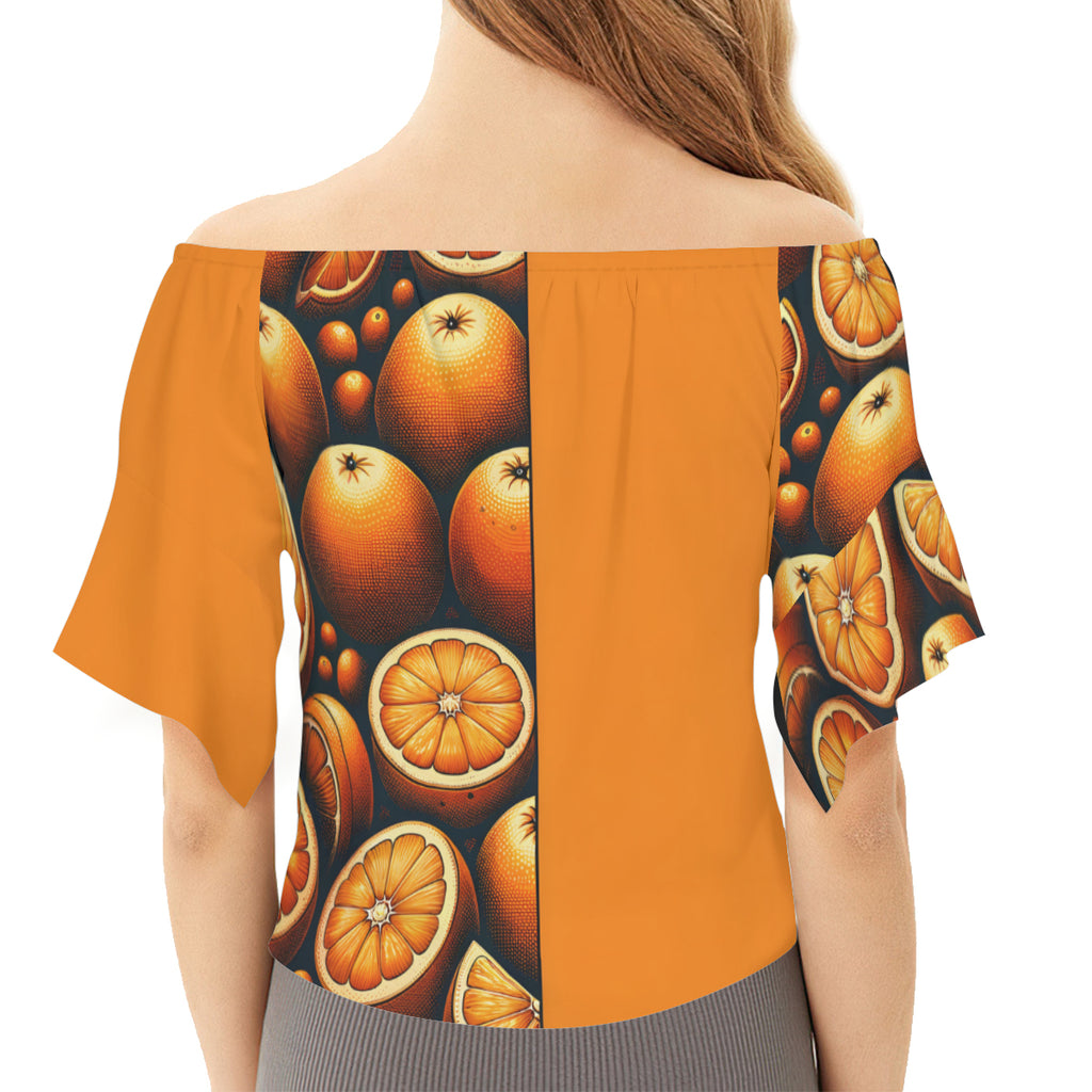 Orange One-Shoulder Tie Short Sleeves