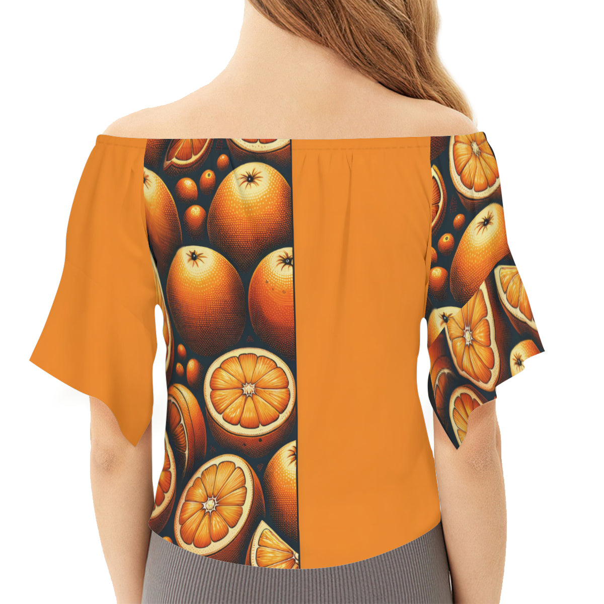 Orange One-Shoulder Tie Short Sleeves