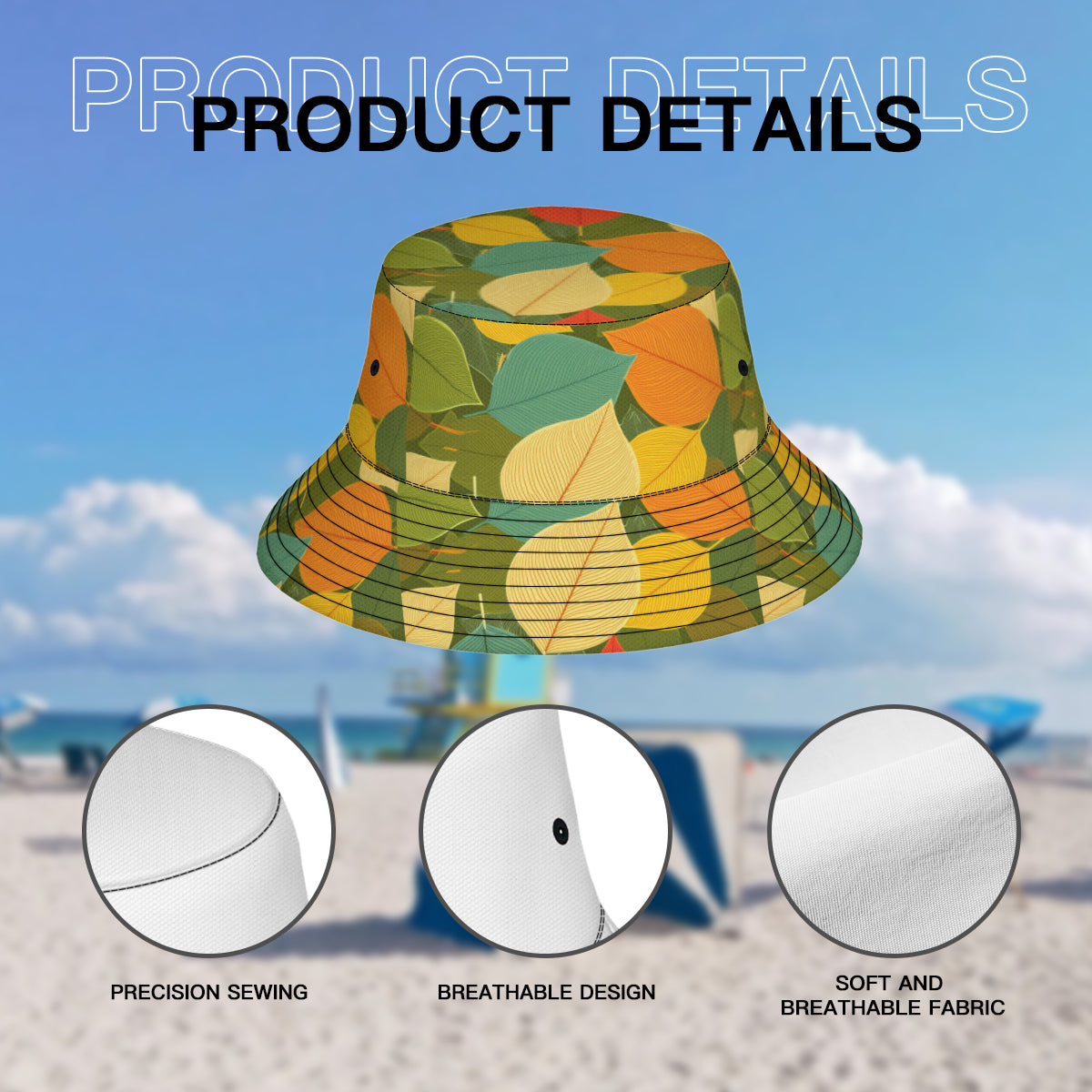 Autumn Floral Double-Sided Unisex Polyester Bucket Hat