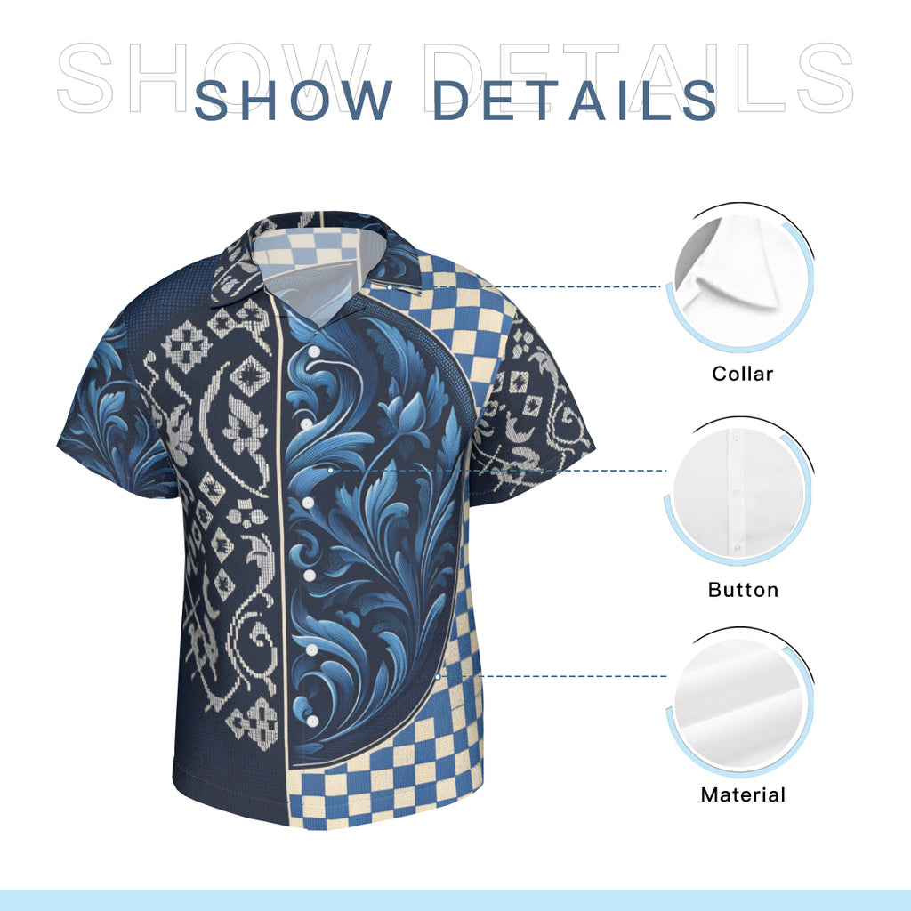 Blue Short Sleeves Men's Shirt