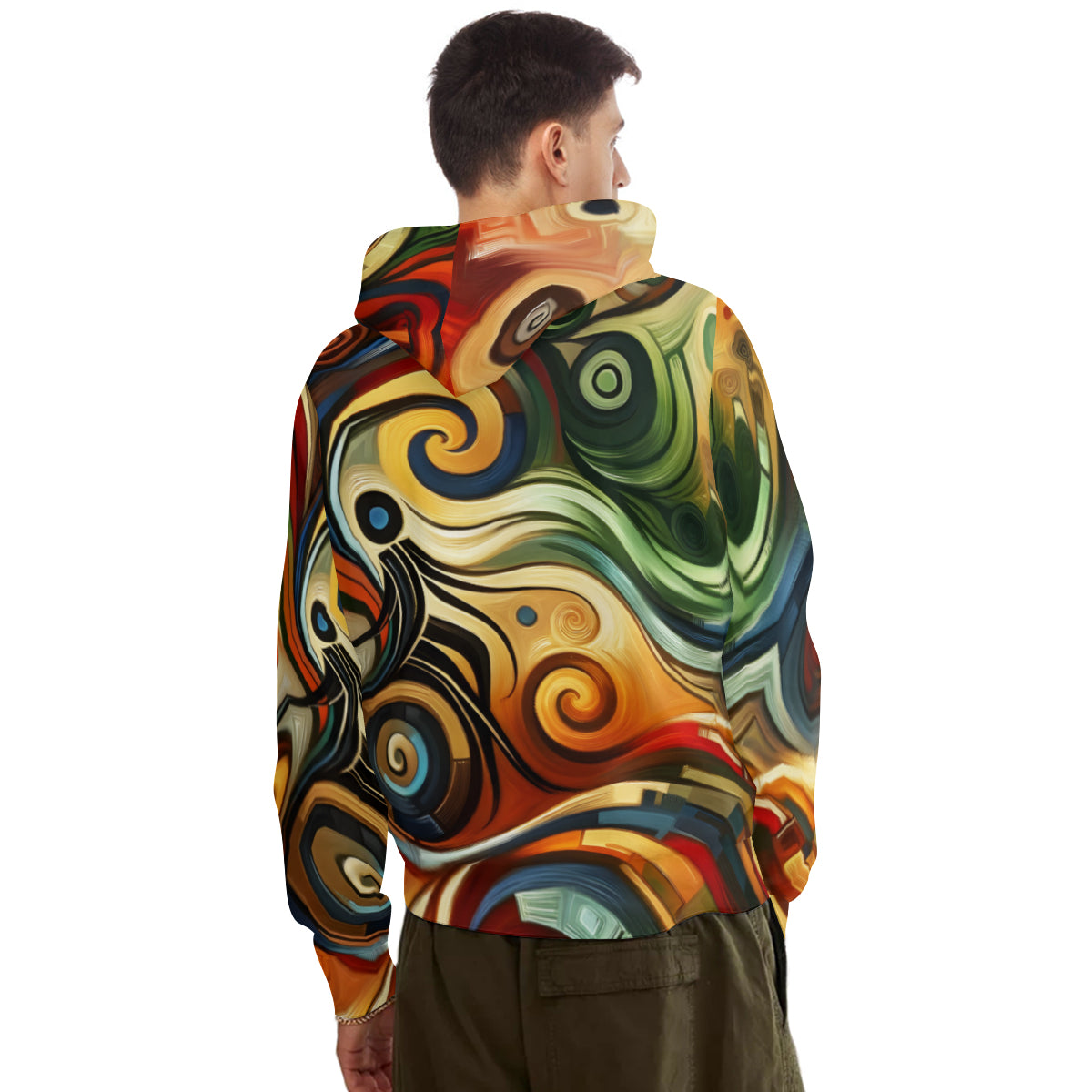 Swirling Design Men's Adult Hoodie Set (Double-Layer Hood) | Health Fabric