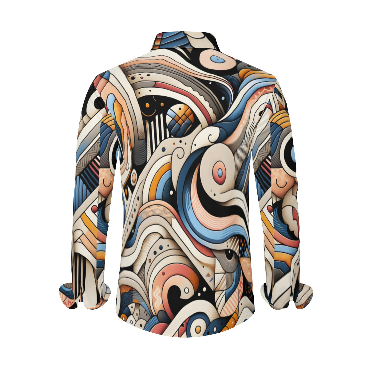 Abstract Men's Classic Long-Sleeved Shirt | Polyester