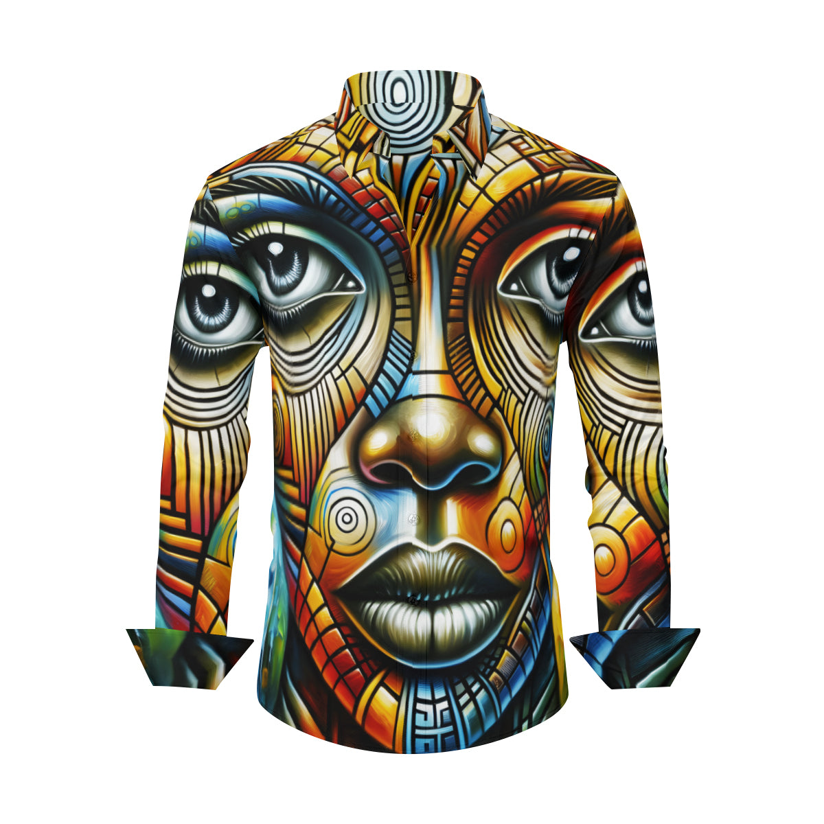 Afrocentric Design Long Sleeves Men's Shirt