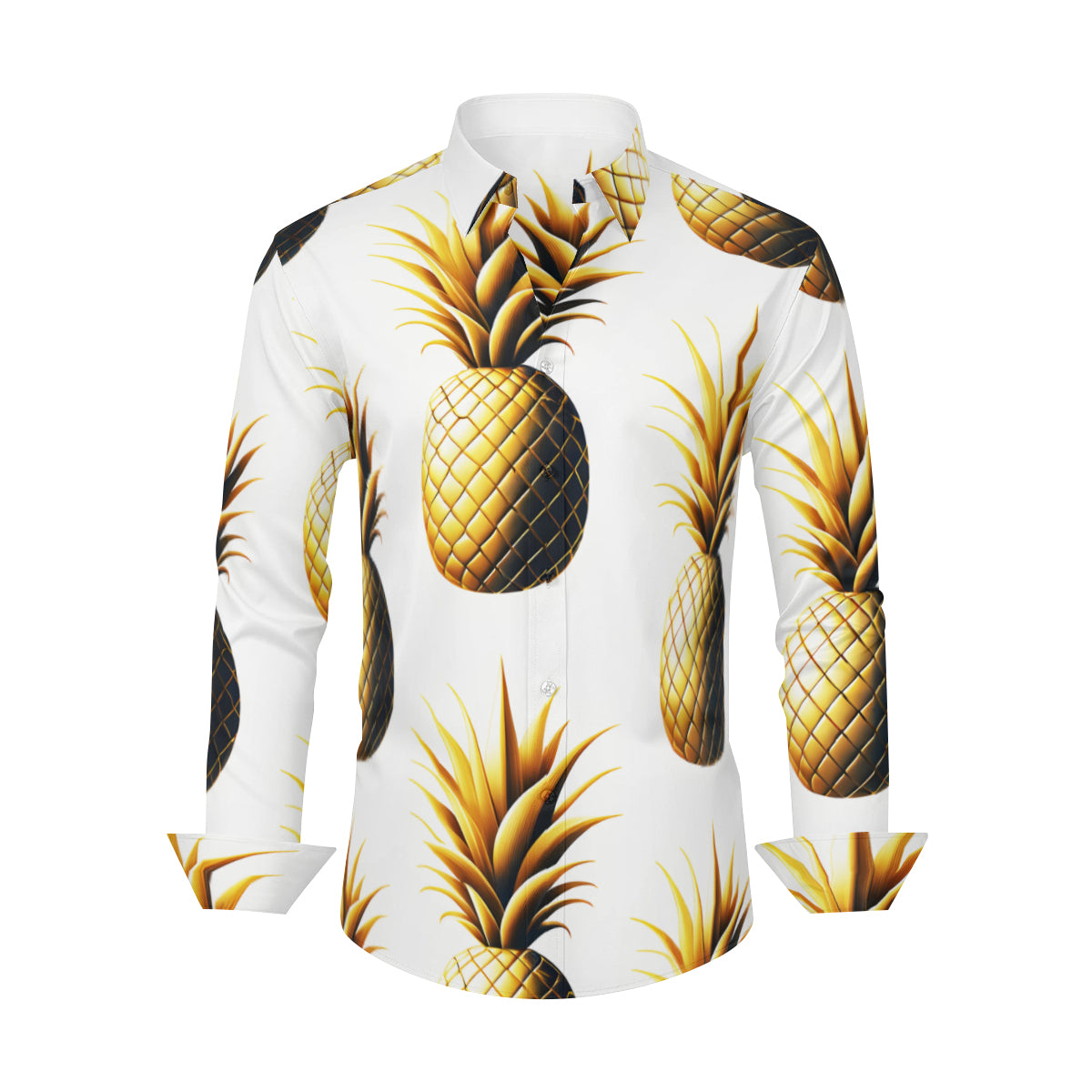 Golden Pineapple Men's Classic Long-Sleeved Shirt | Polyester