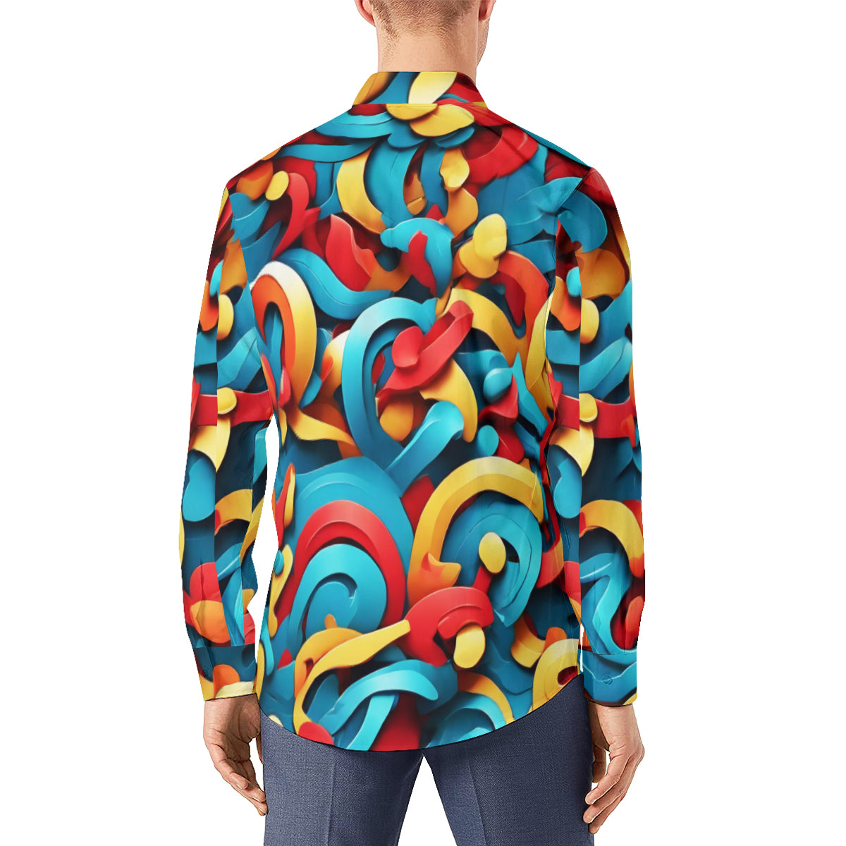 Abstract Men's Classic Long-Sleeved Shirt | Polyester