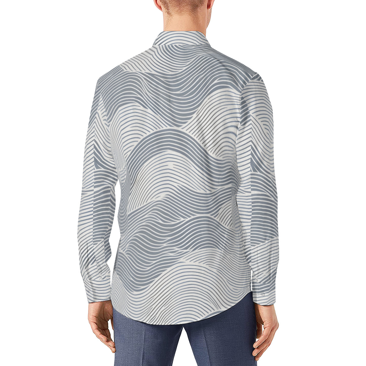 Minimalistic Geometric Long Sleeves Men's Shirt