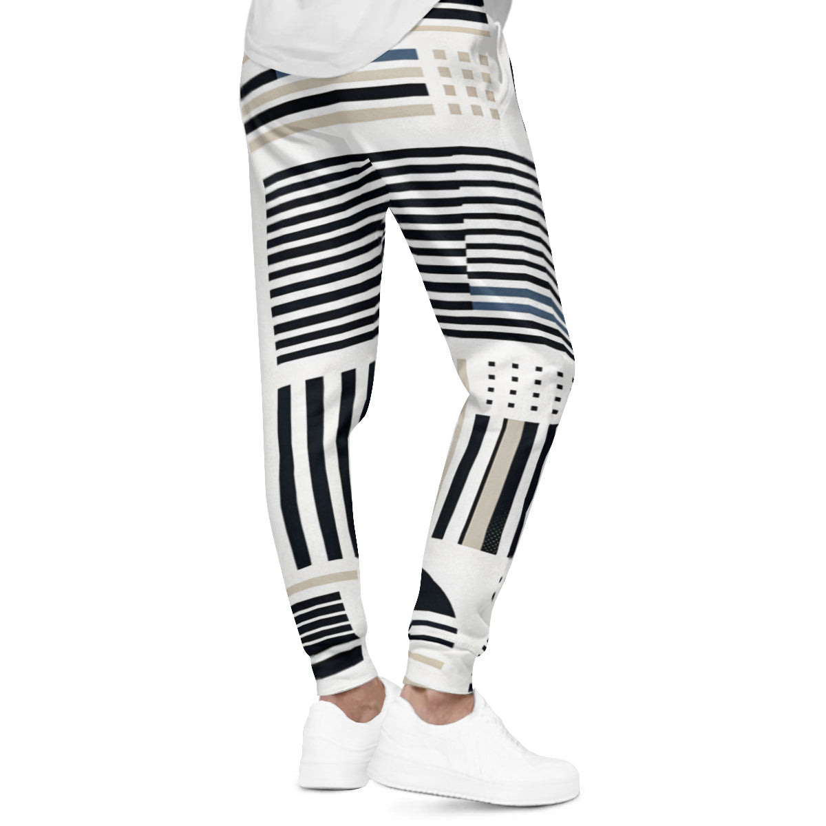 Minimalistic Black And White  Men's Adult Hoodie Set (Double-Layer Hood) | Health Fabric