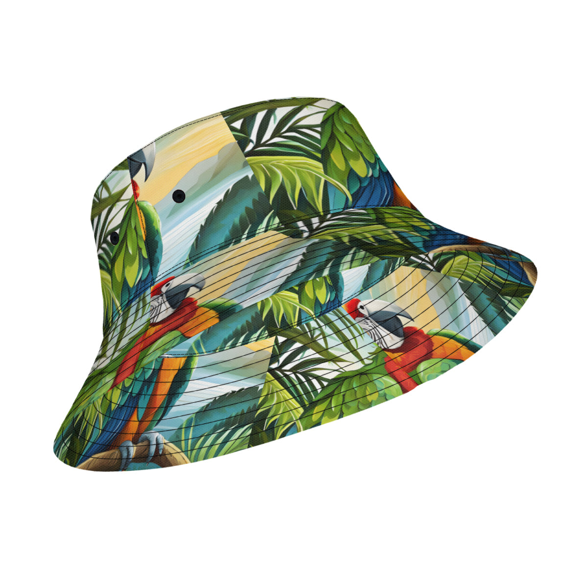 Tropical Parrot Double-Sided Unisex Polyester Bucket Hat