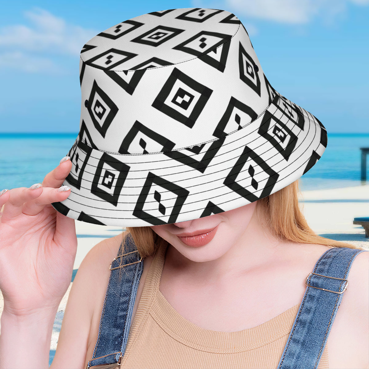 Black And White Double-Sided Unisex Polyester Bucket Hat