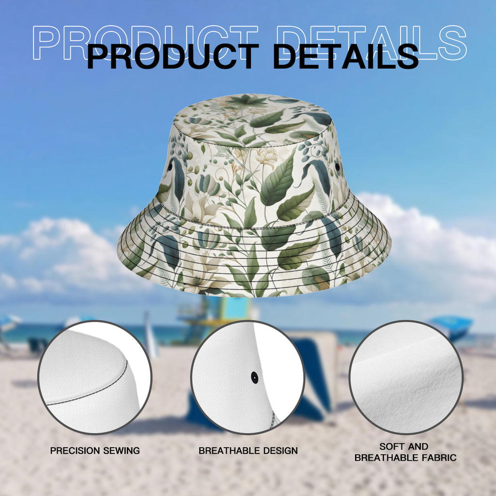 Minimalistic Floral Double-Sided Unisex Polyester Bucket Hat